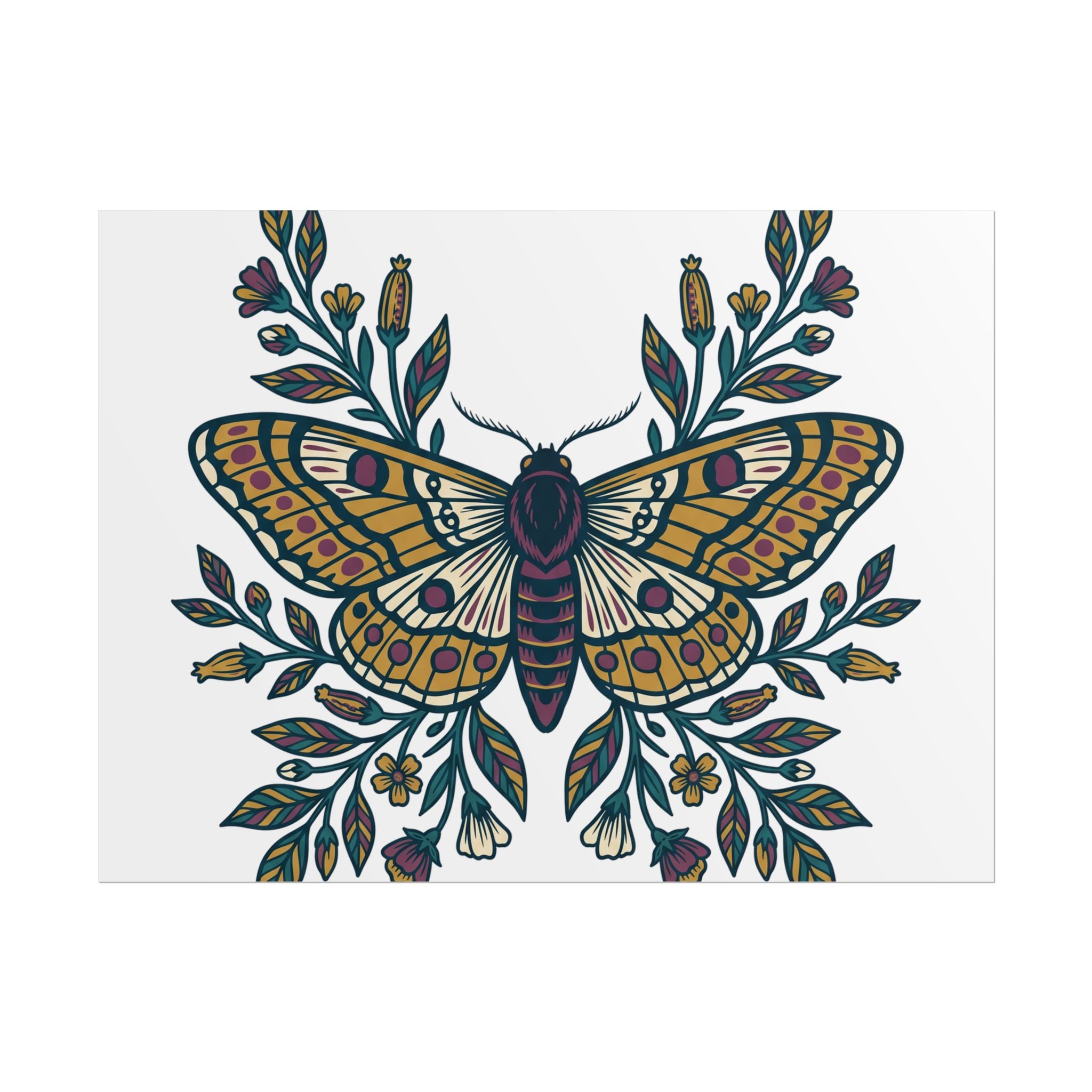 Botanical Moth and Flora Poster