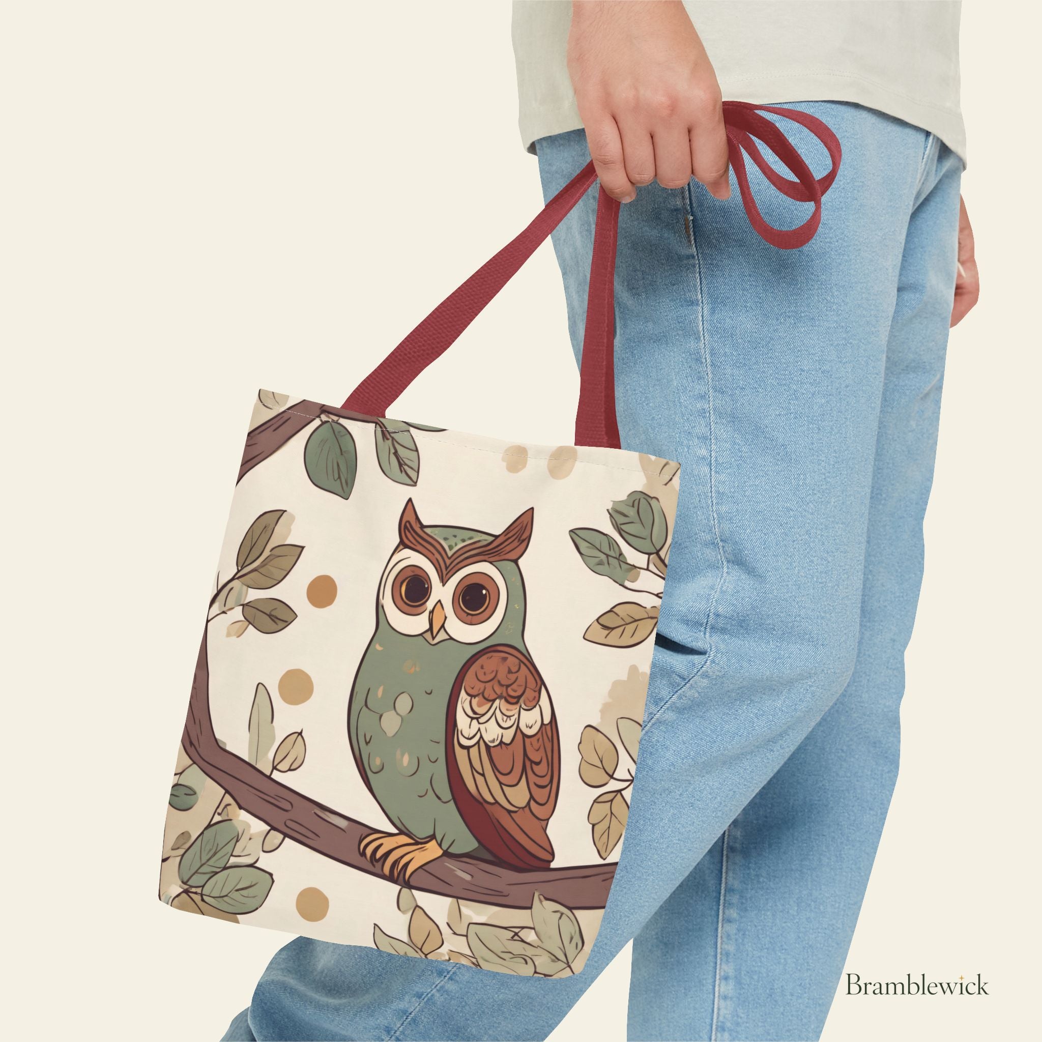 Owl Branch Tote Bag – Whimsical Woodland Canvas Tote