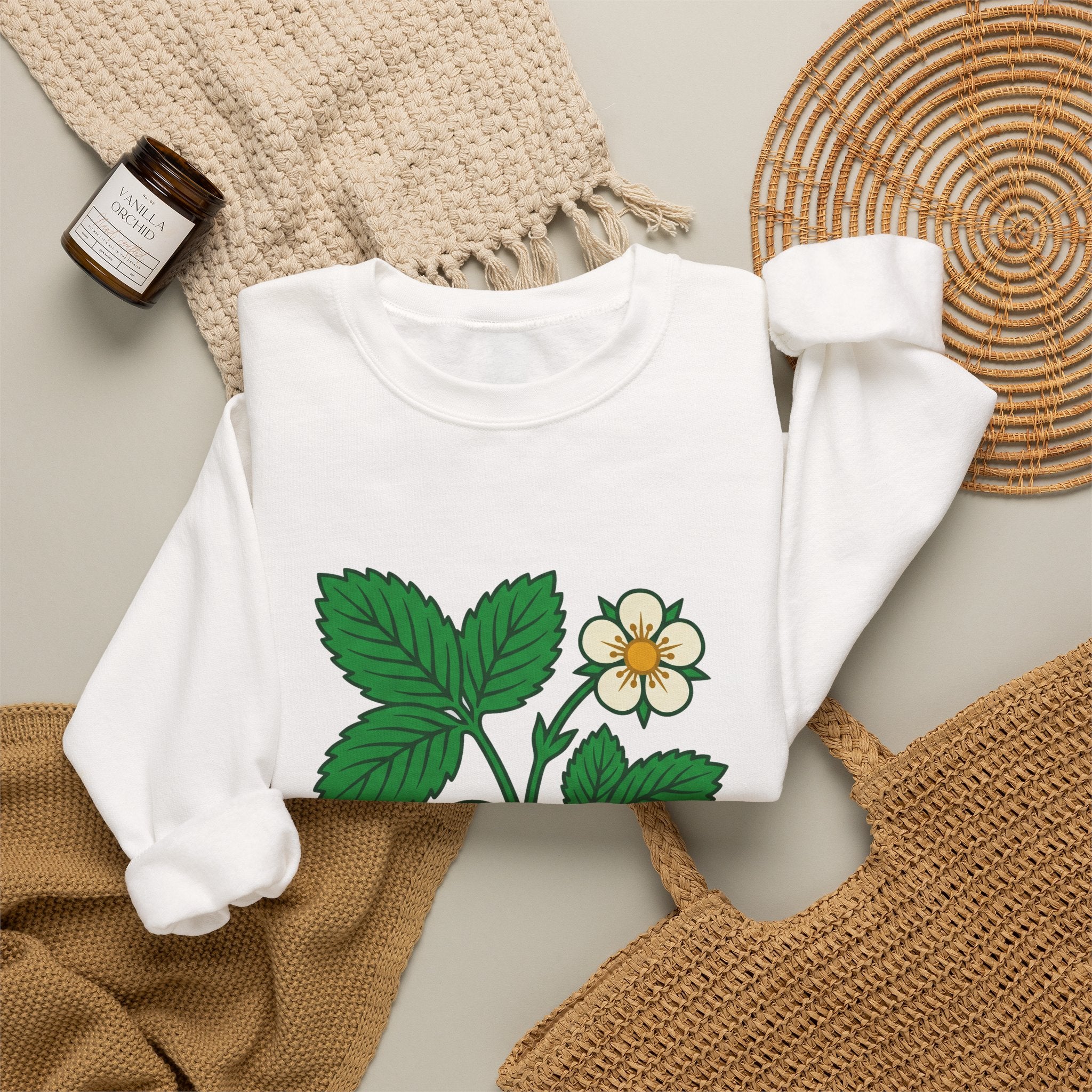Wild Strawberry Sprig Crewneck