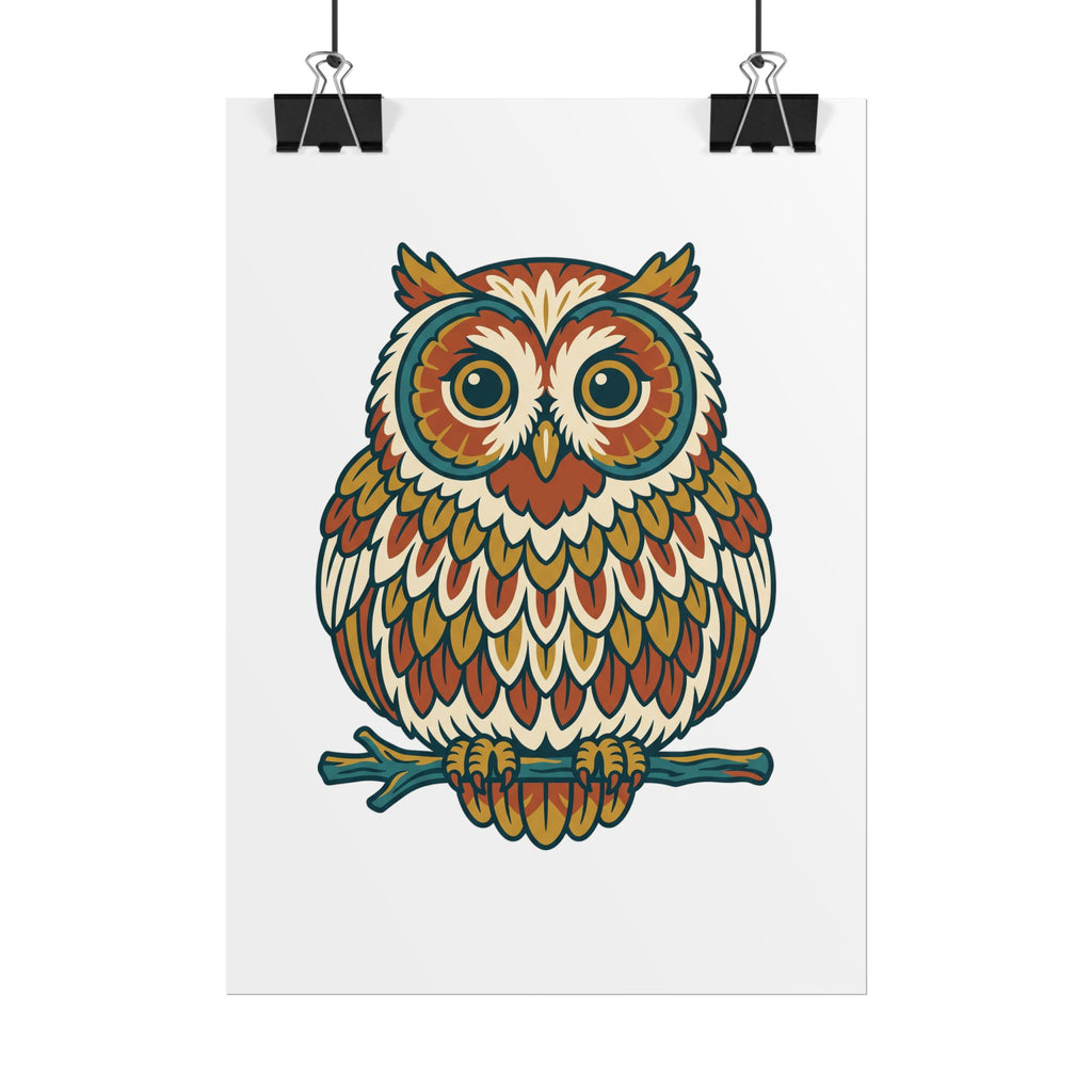 Round Owl Poster, Cute Woodland Nursery Wall Art Print