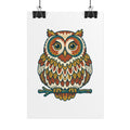 Round Owl Poster, Cute Woodland Nursery Wall Art Print