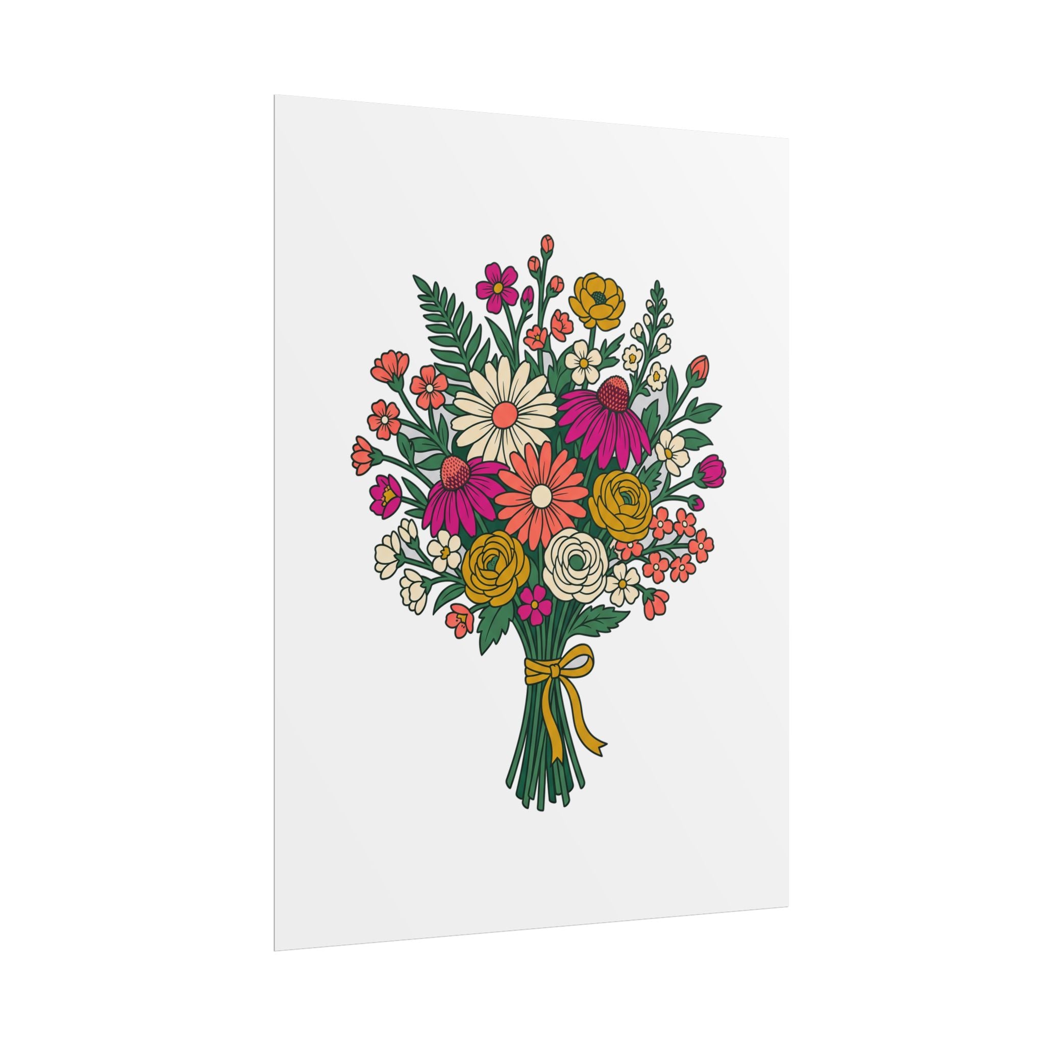 Wildflower Bouquet Line Poster