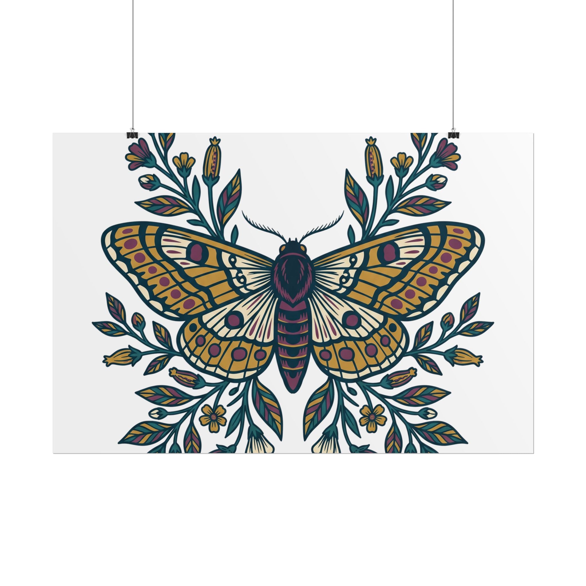 Botanical Moth and Flora Poster