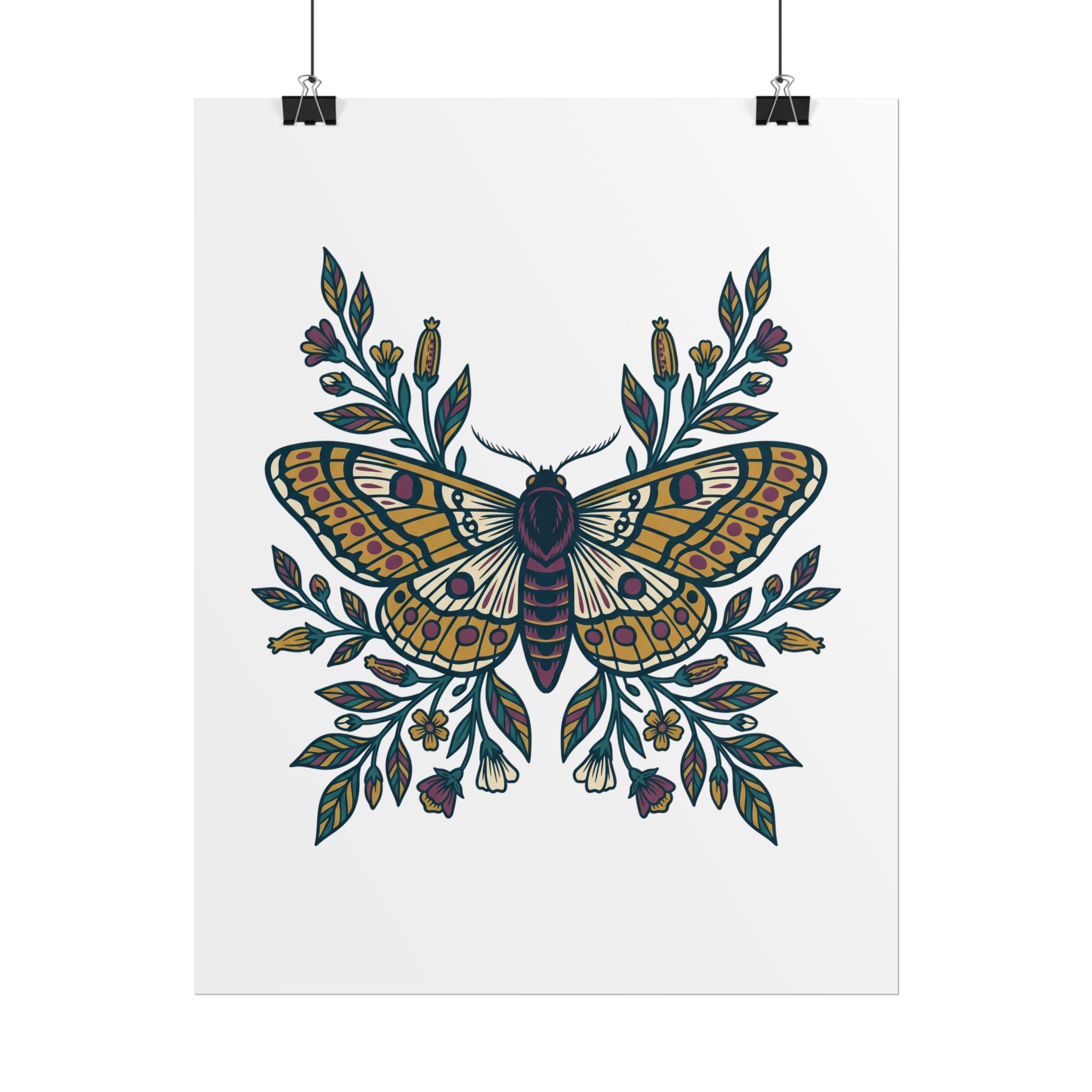 Botanical Moth and Flora Poster