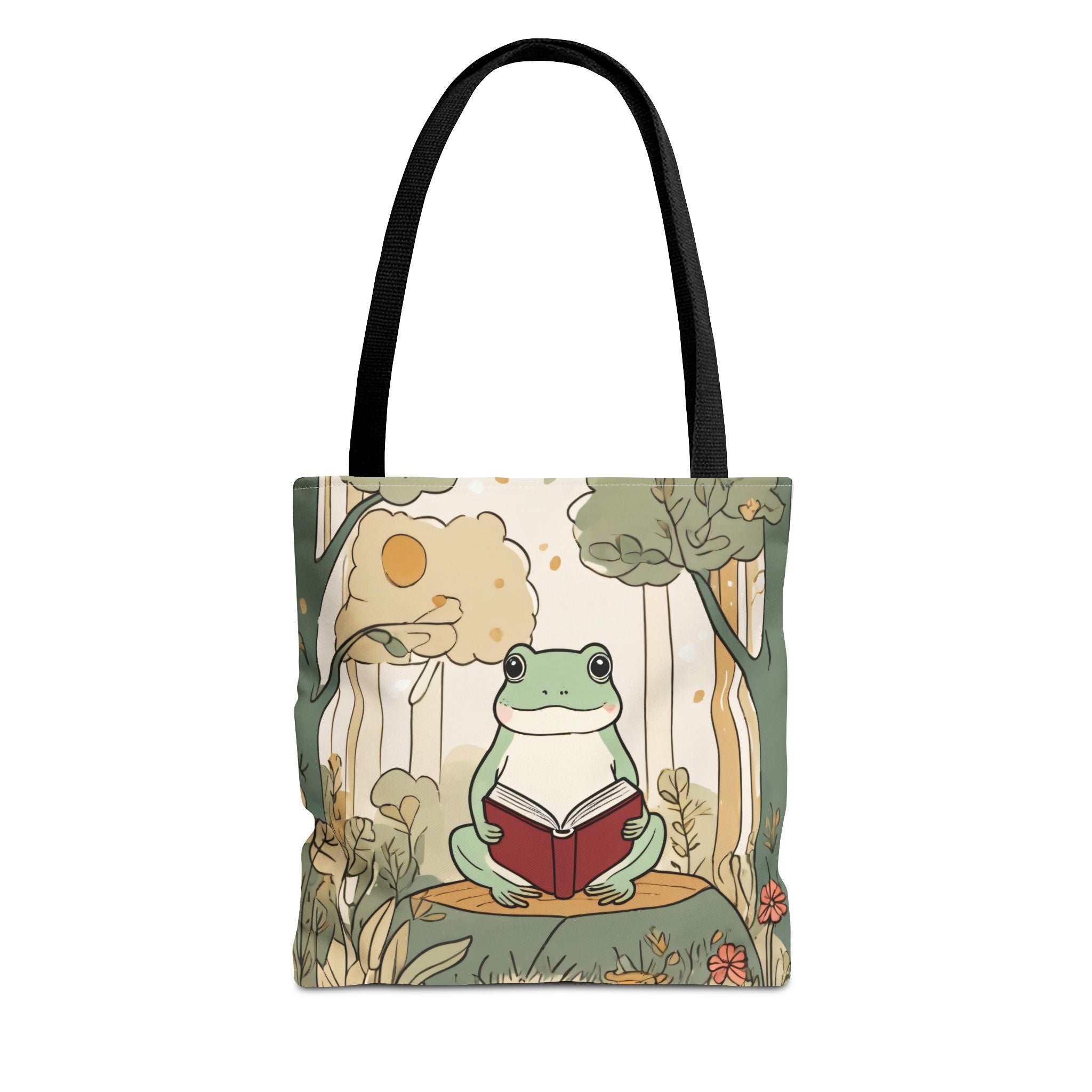 Cute Frog Reading Tote Bag – Whimsical Nature Booklover AOP Tote