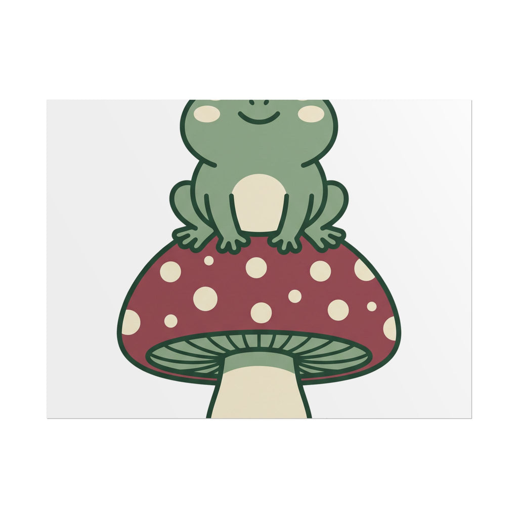Frog on a Mushroom Poster, original woodland design by Bramblewick