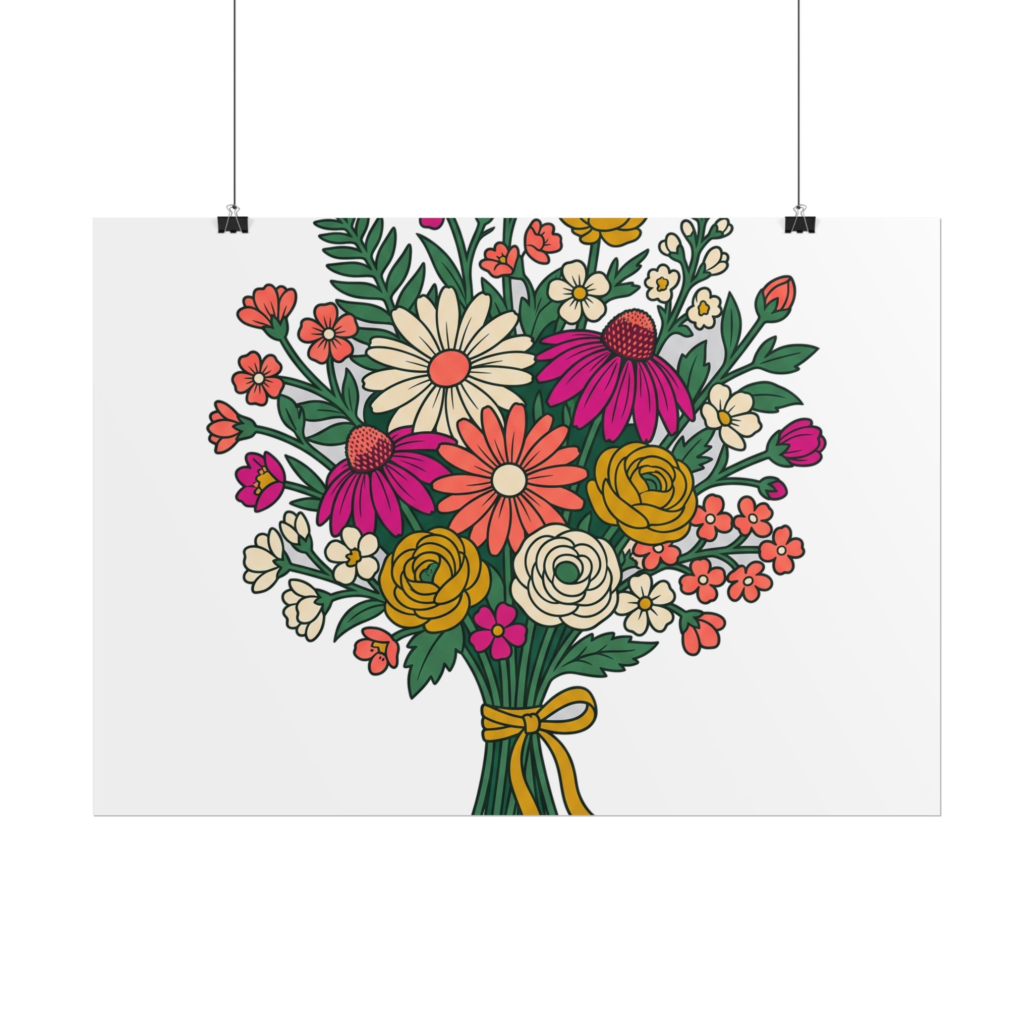 Wildflower Bouquet Line Poster