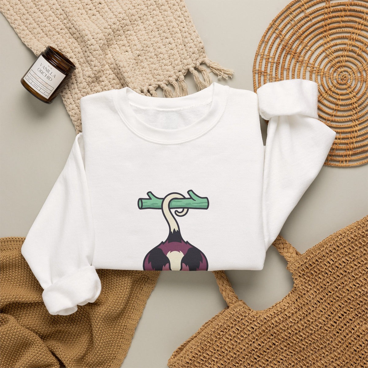 Opossum Hanging Crewneck, Funny Woodland Animal Sweatshirt