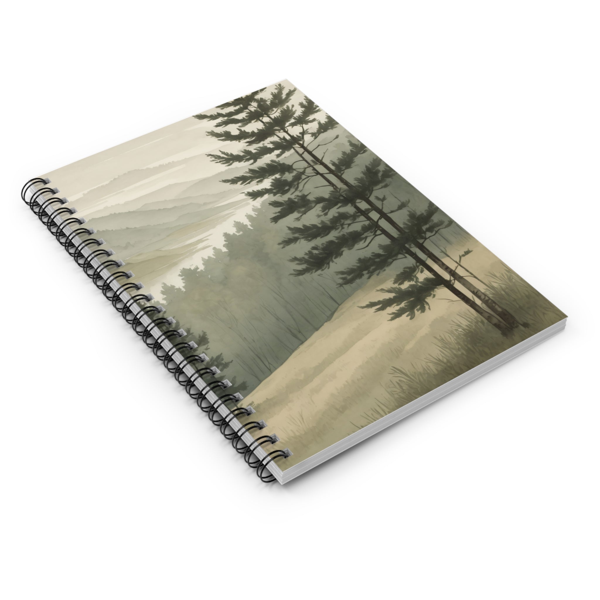 Mountain Mist Spiral Notebook - Ruled Journal with Serene Pine Landscape