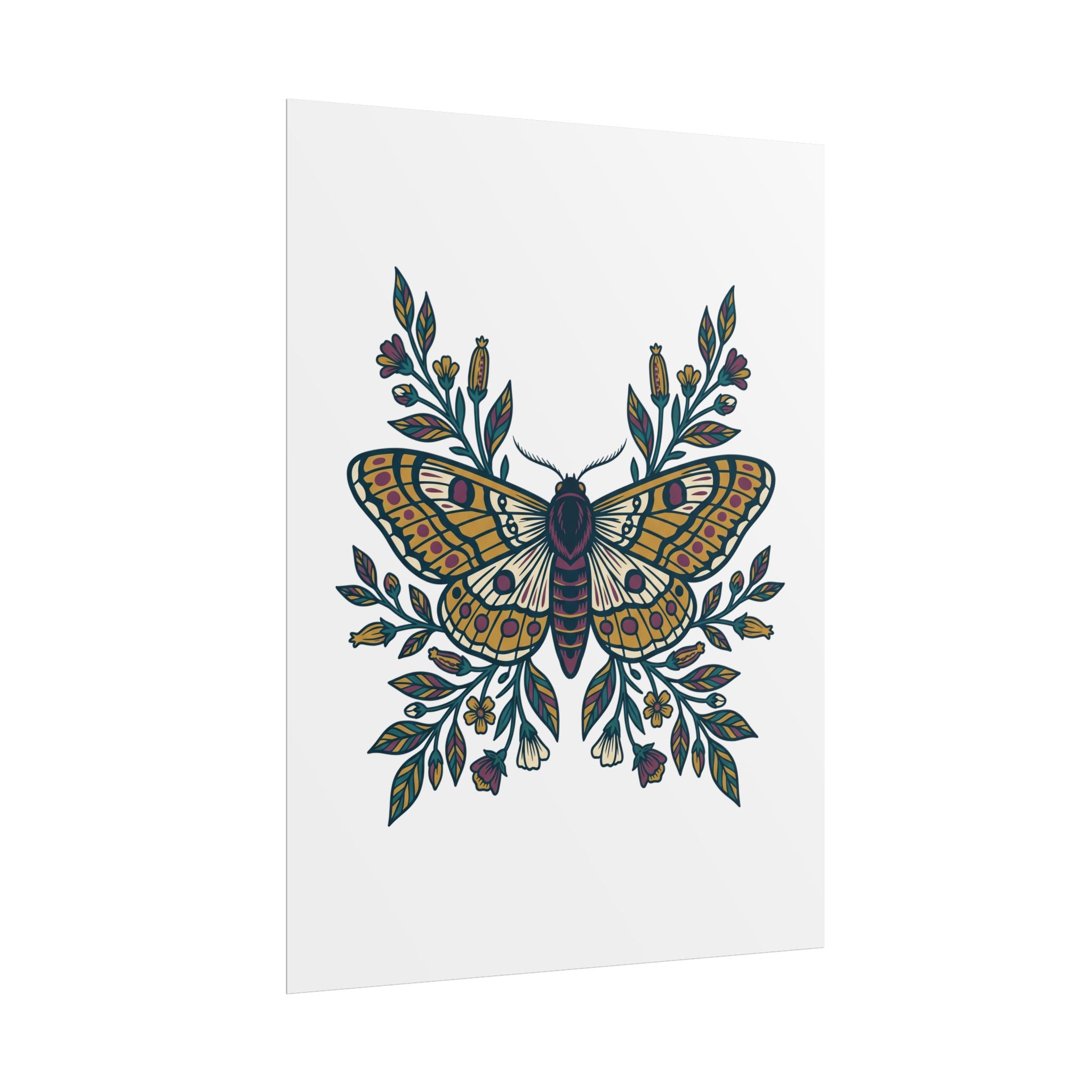 Botanical Moth and Flora Poster