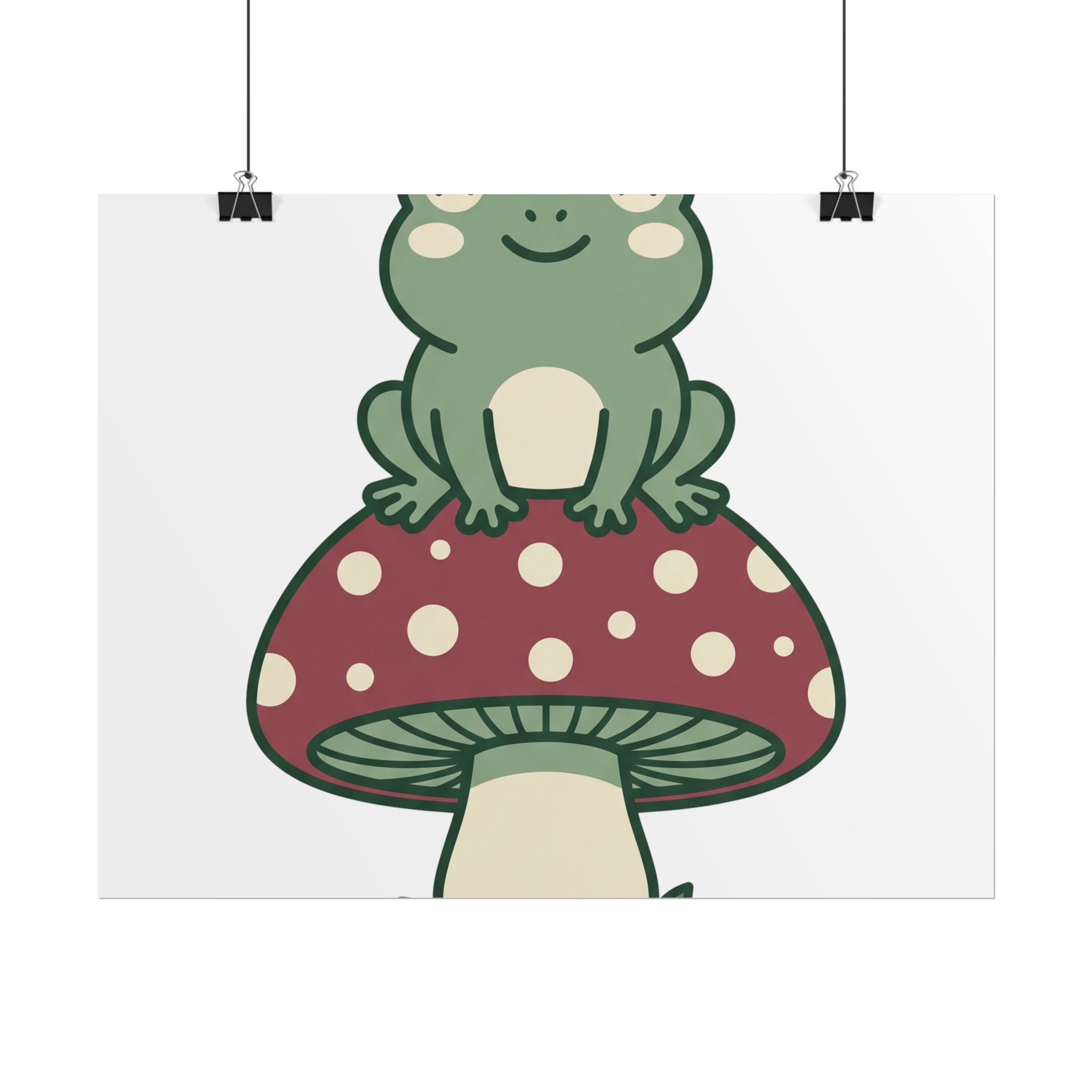Frog on a Mushroom Poster