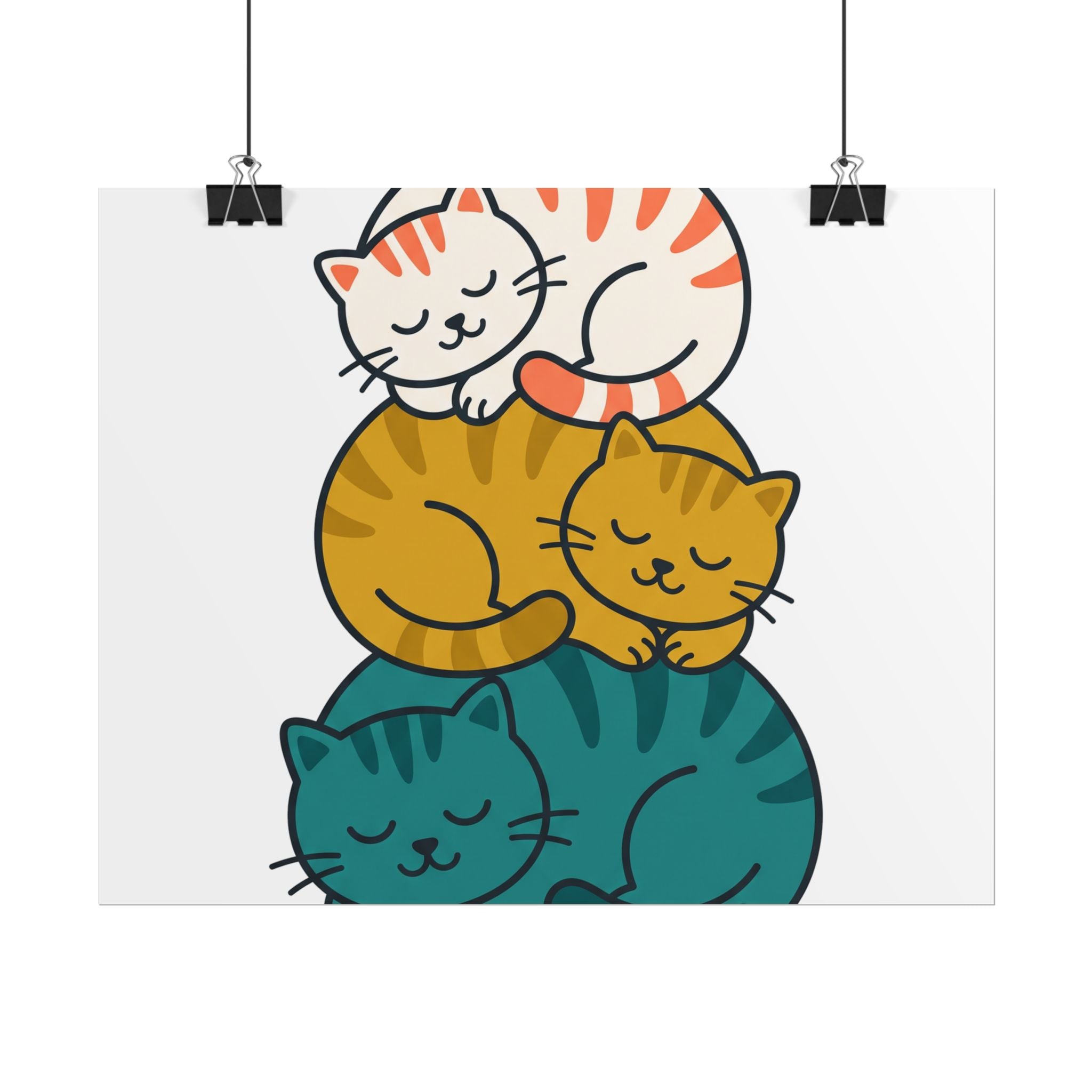 Sleepy Cat Stack Poster