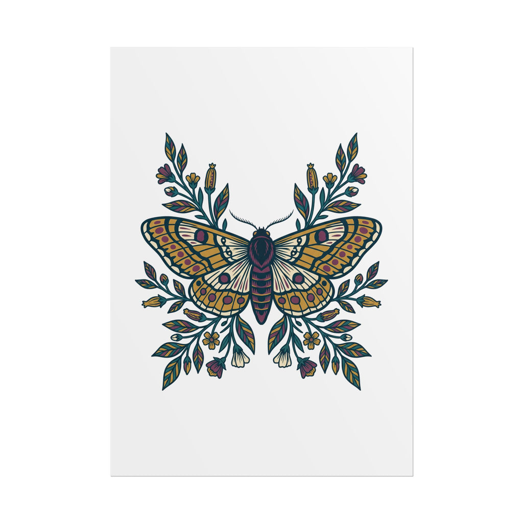Botanical Moth and Flora Poster