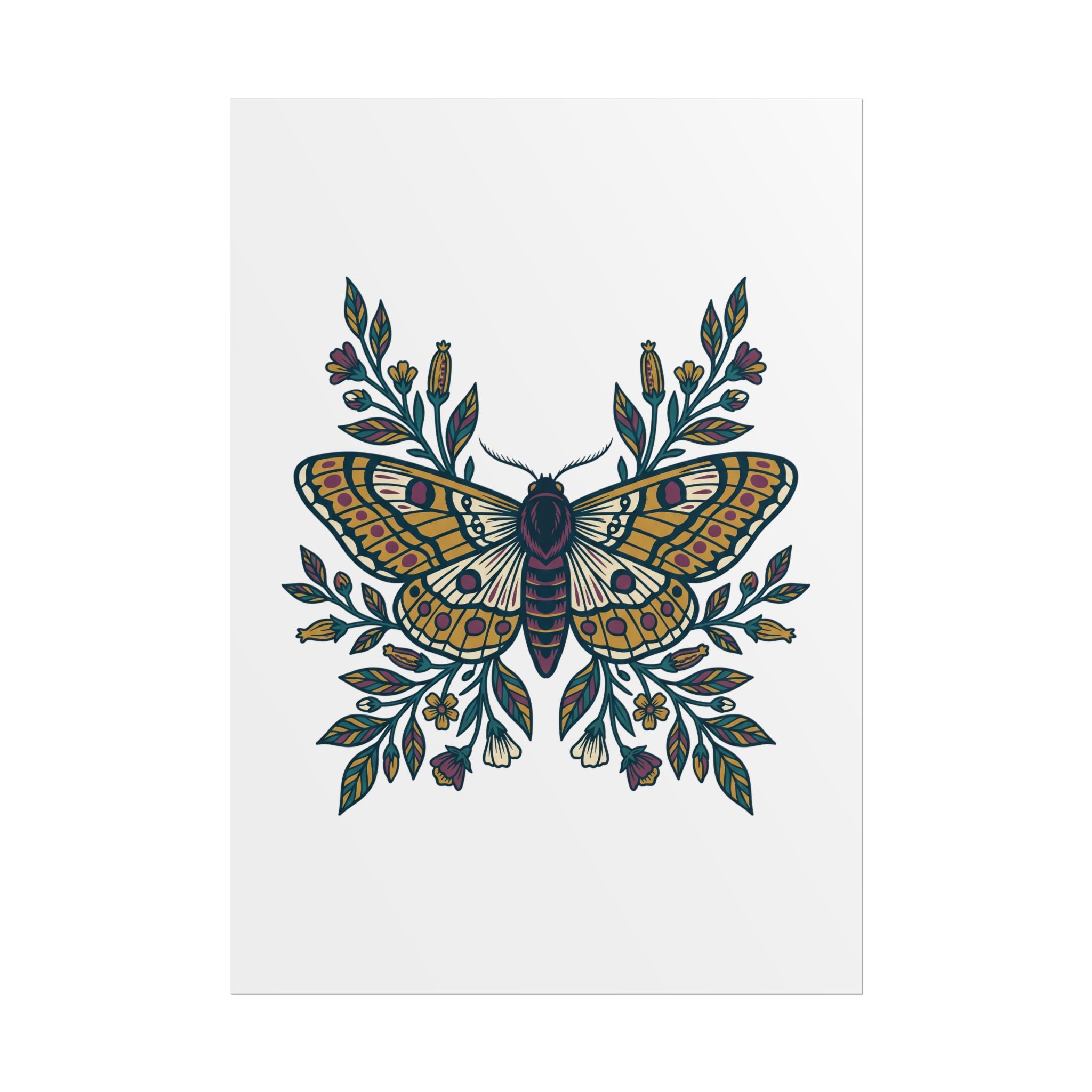 Botanical Moth and Flora Poster