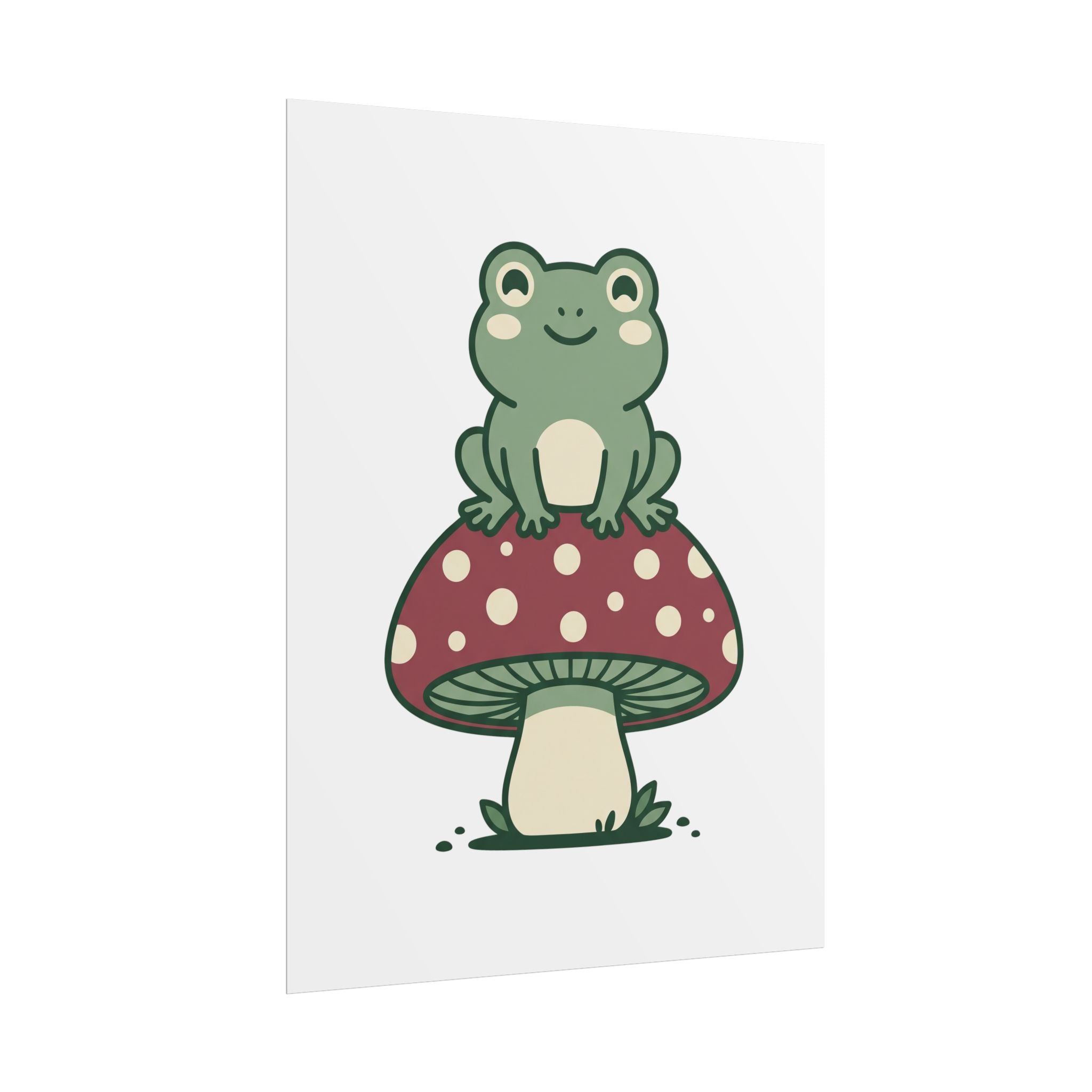 Frog on a Mushroom Poster