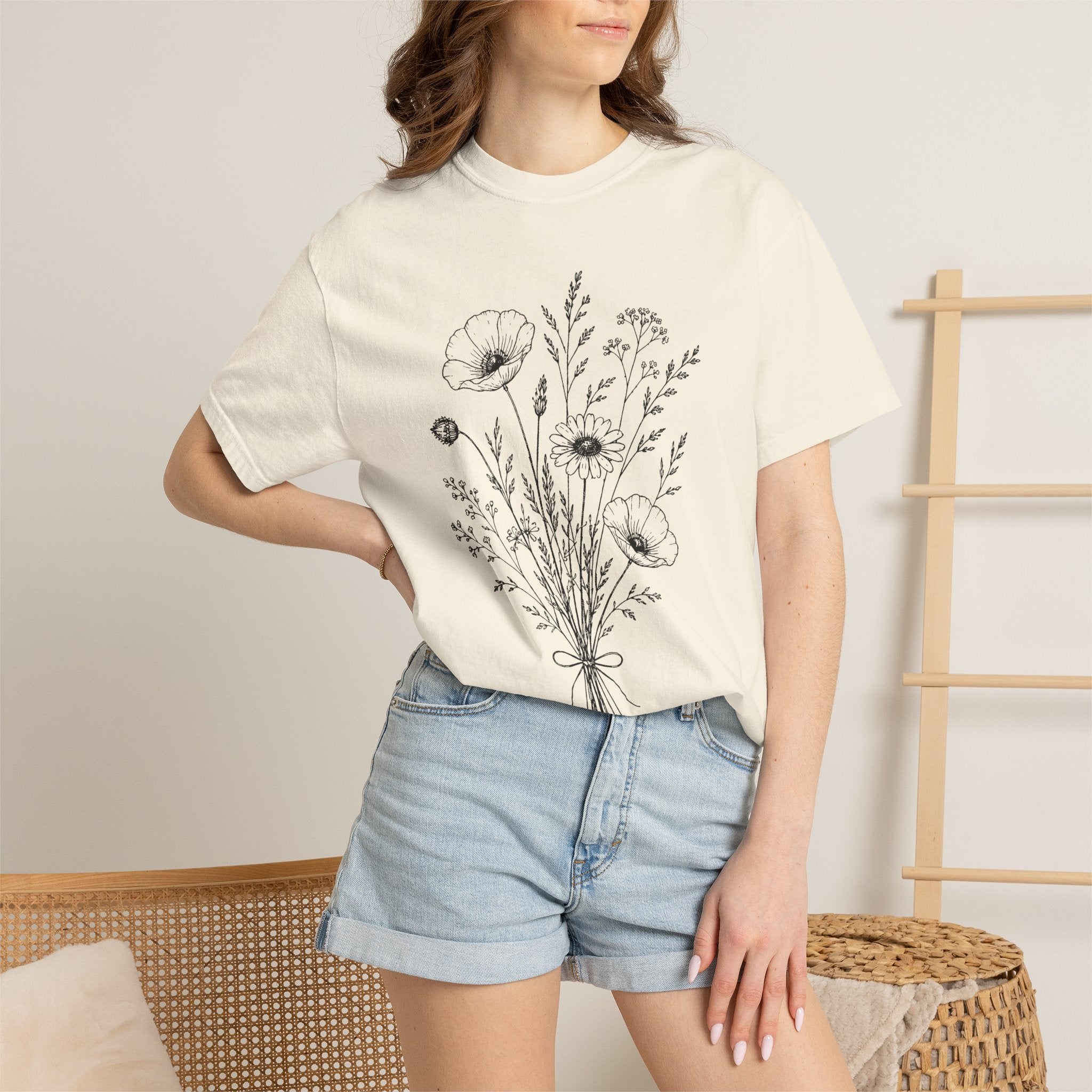 Floral Bouquet Tee Poppy & Wildflower Graphic T-Shirt