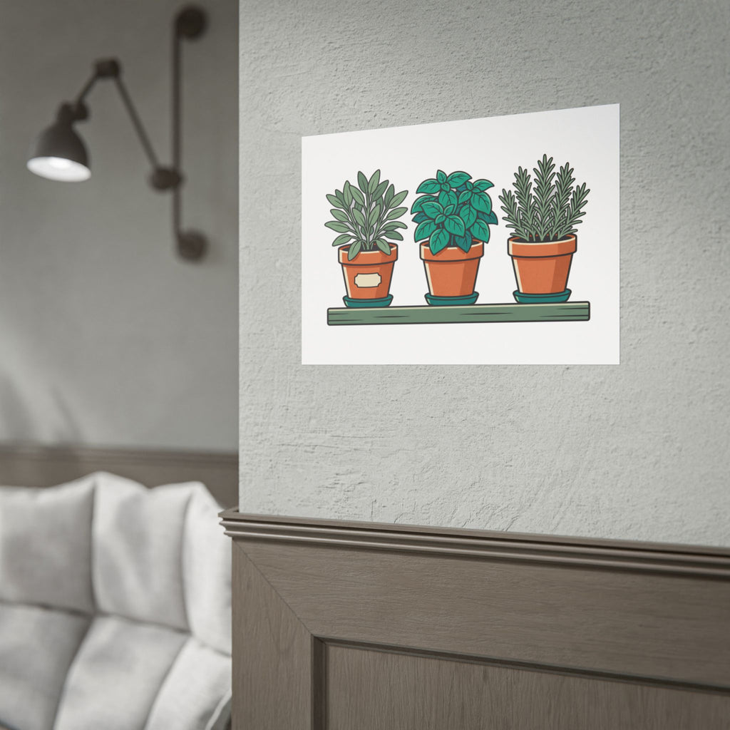Cottage Window Herbs Poster