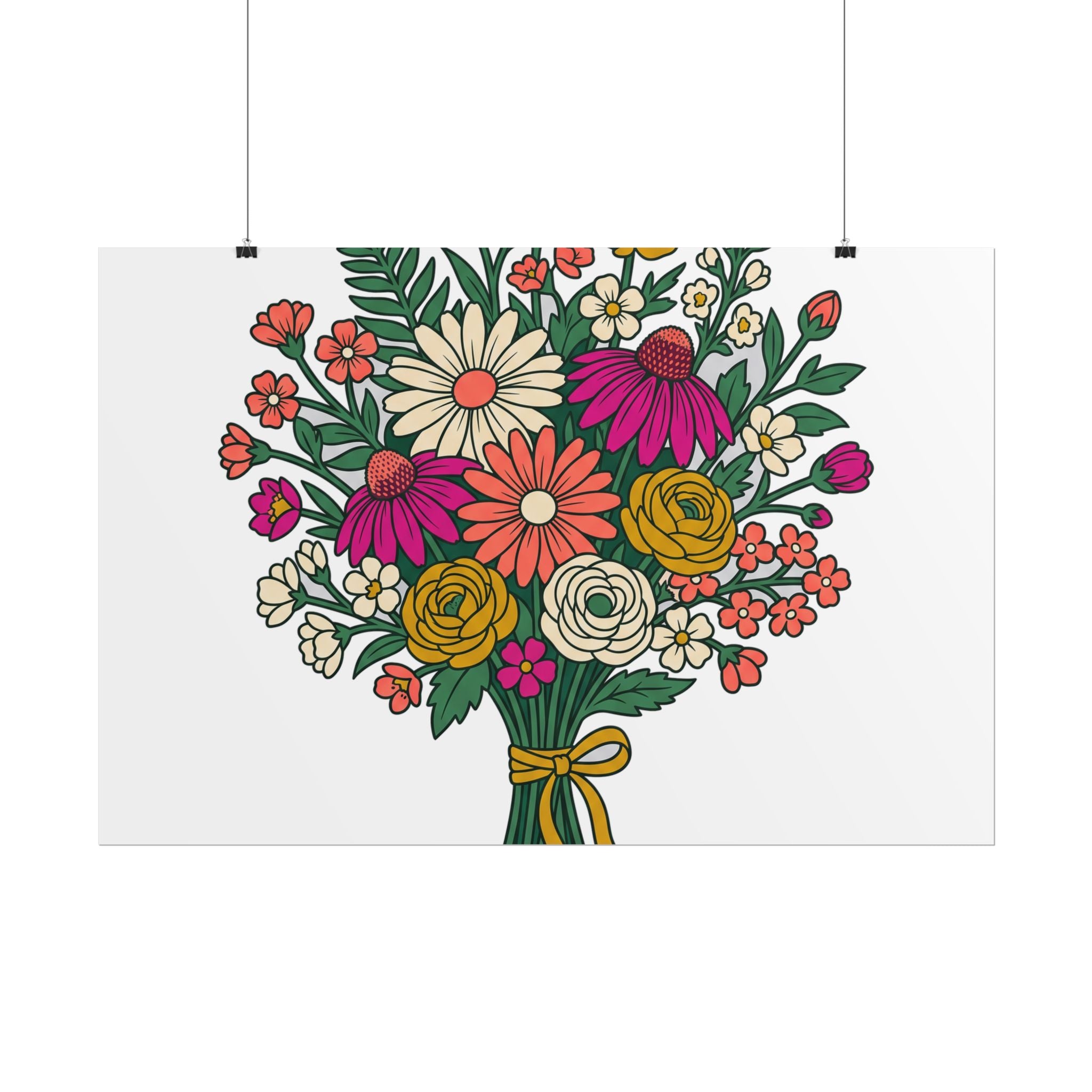 Wildflower Bouquet Line Poster