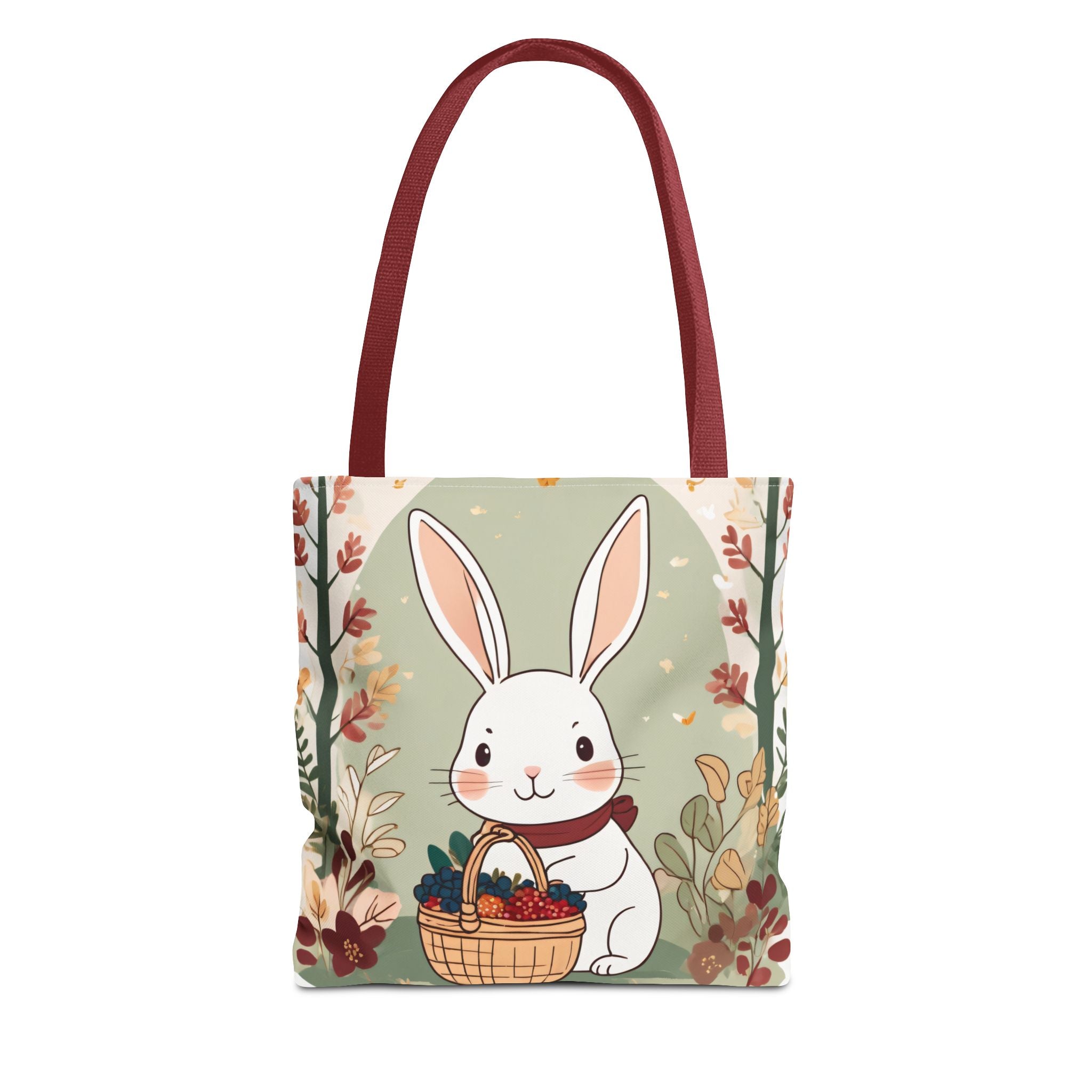 Easter Bunny Tote Bag — Cute Rabbit with Basket Spring Floral Design