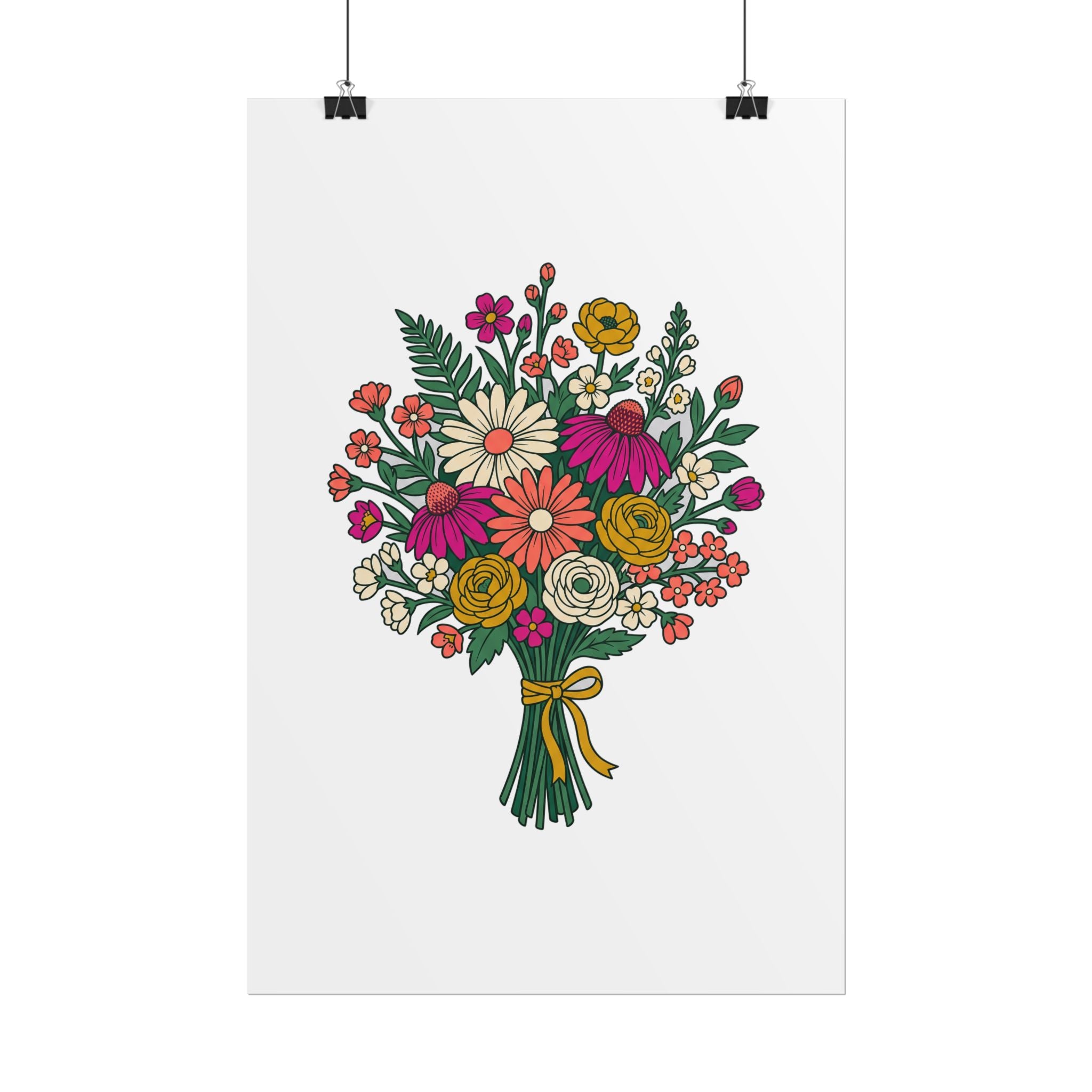 Wildflower Bouquet Line Poster
