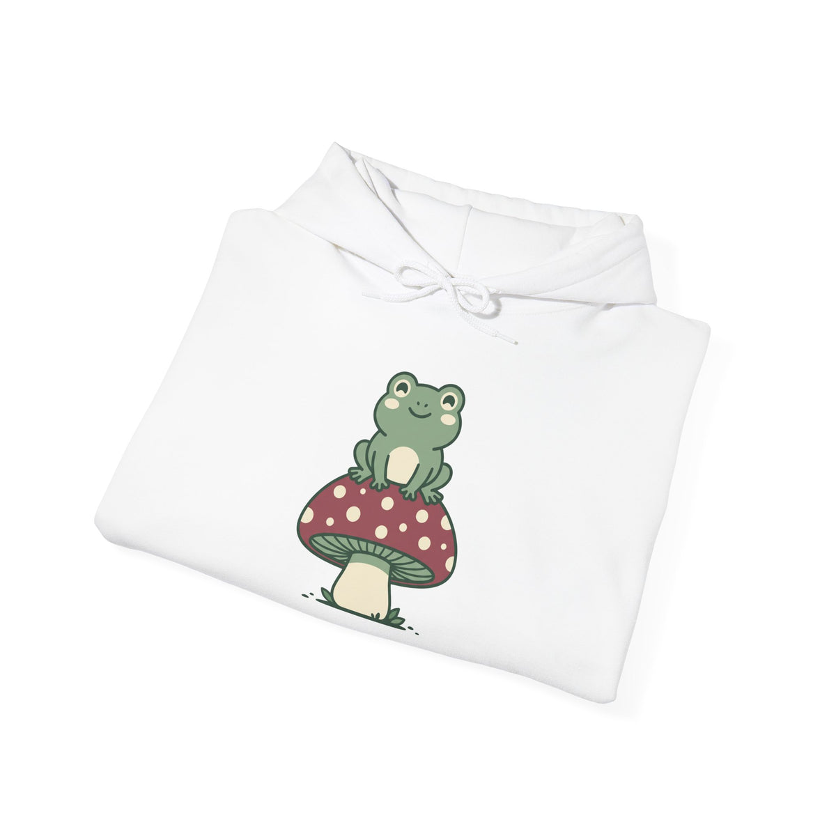 Frog on a Mushroom Hoodie, Cute Goblincore Toadstool Pullover