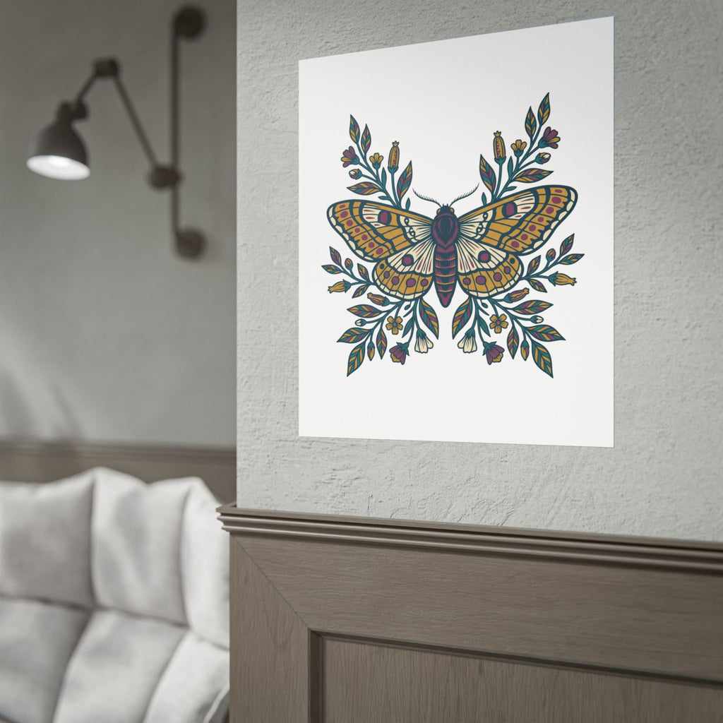 Botanical Moth and Flora Poster