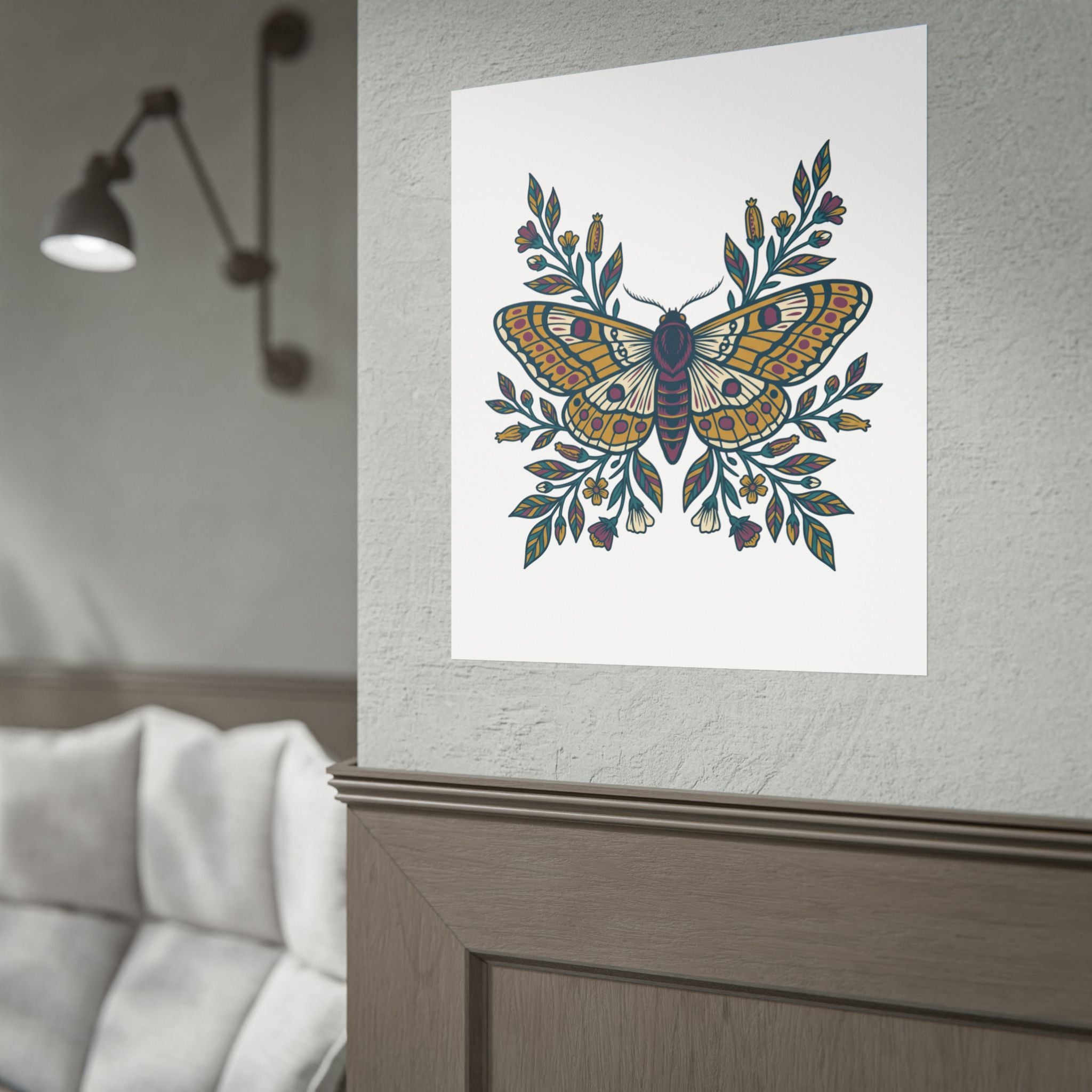 Botanical Moth and Flora Poster