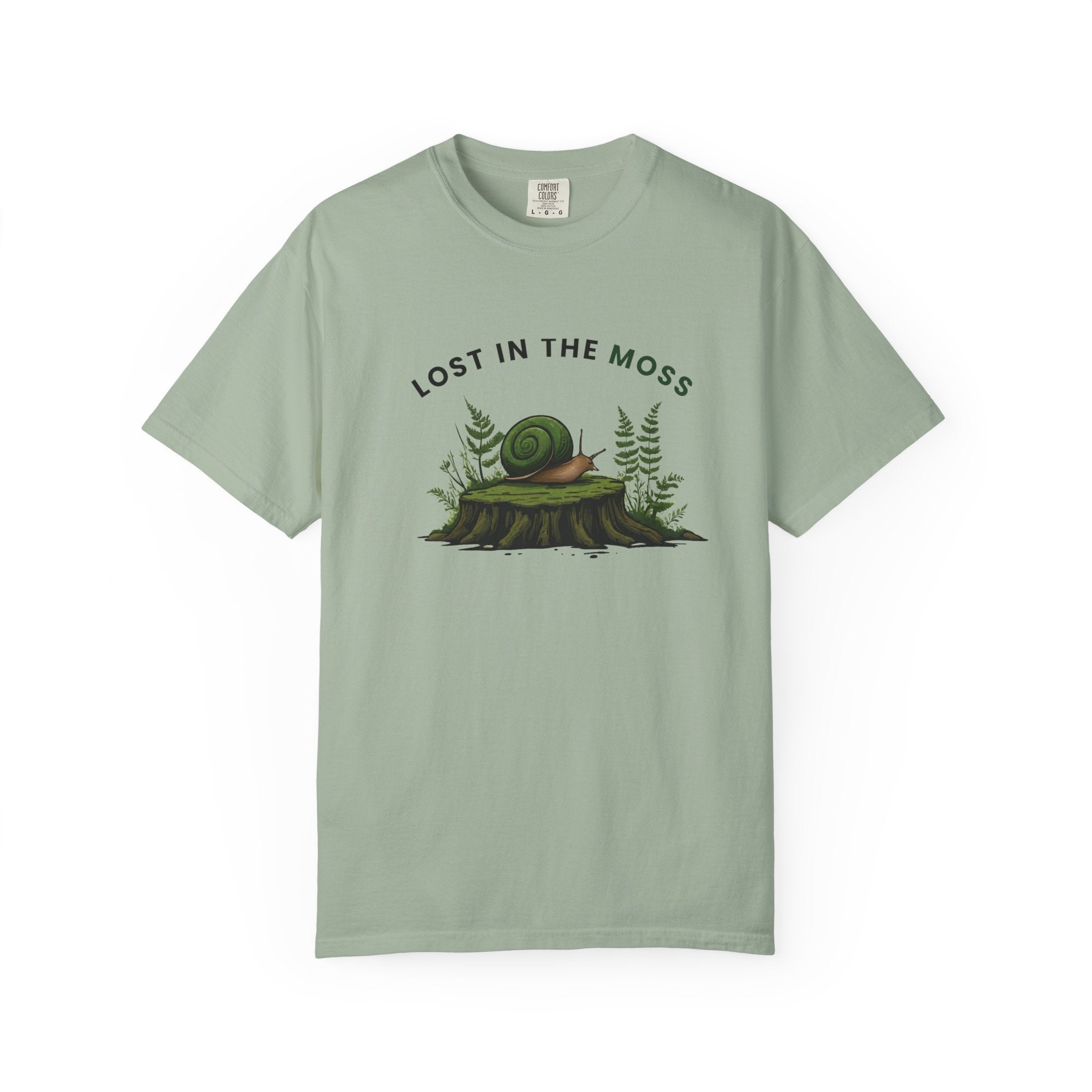 Lost in the Moss T-Shirt — Forest Snail Stump Nature Tee