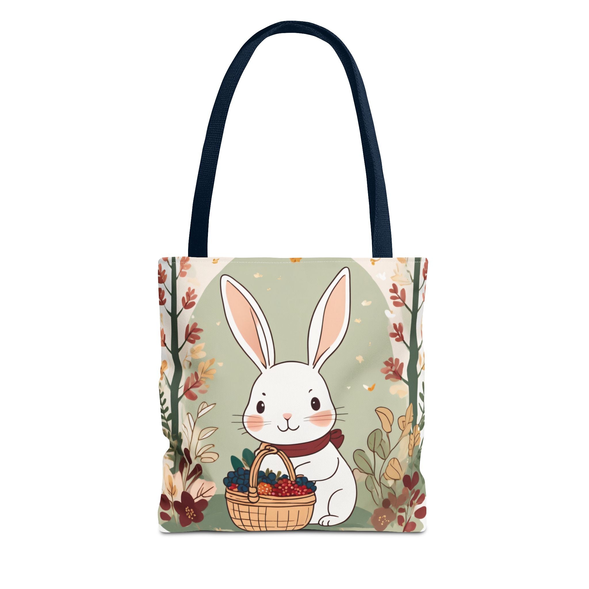 Easter Bunny Tote Bag — Cute Rabbit with Basket Spring Floral Design