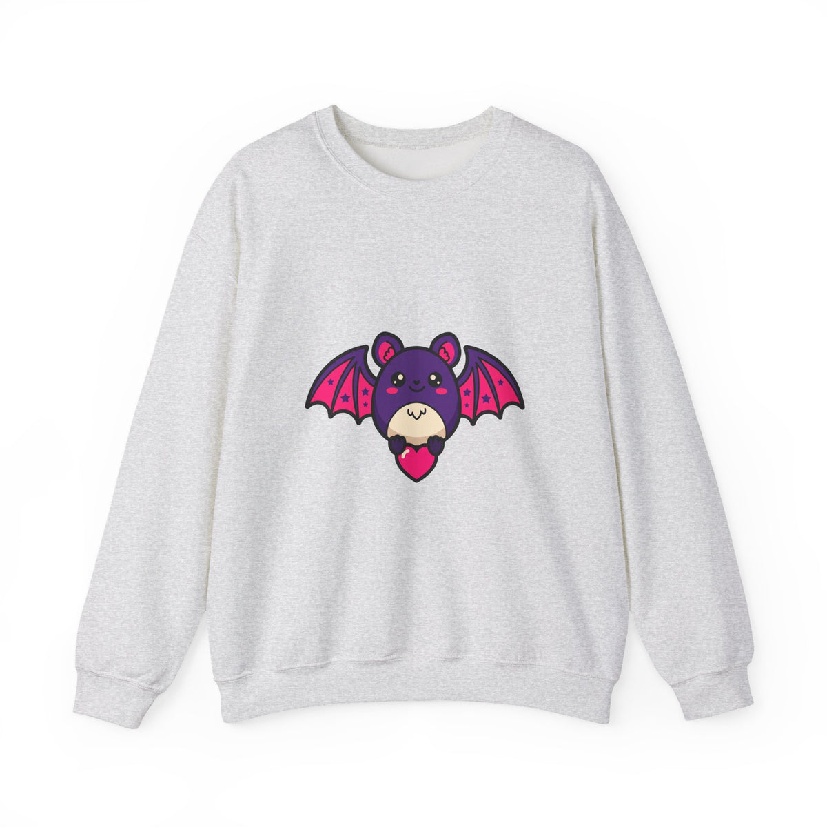 Bat with Tiny Heart Crewneck, Cute Spooky Sweatshirt