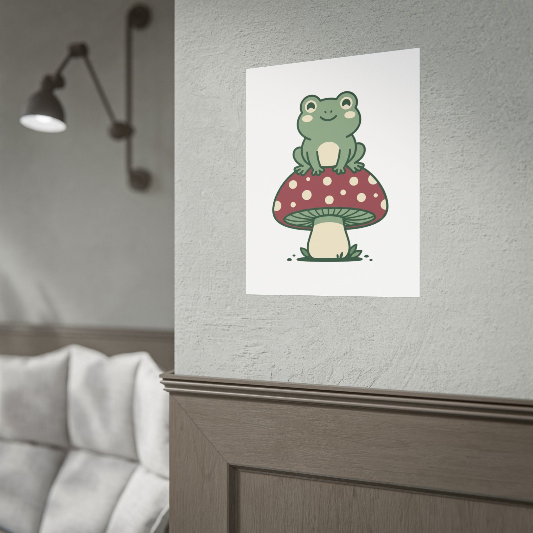 Frog on a Mushroom Poster