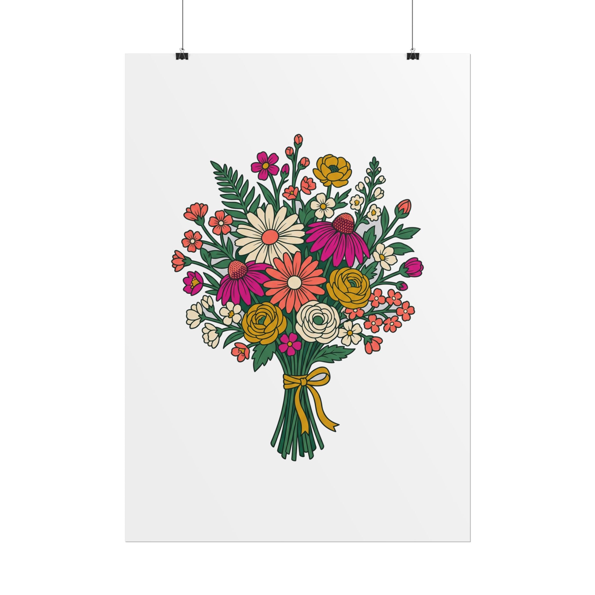Wildflower Bouquet Line Poster