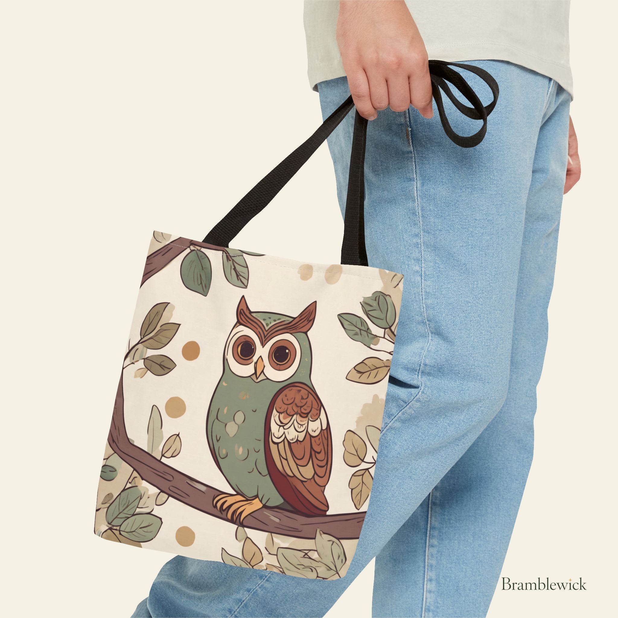 Owl Branch Tote Bag – Whimsical Woodland Canvas Tote