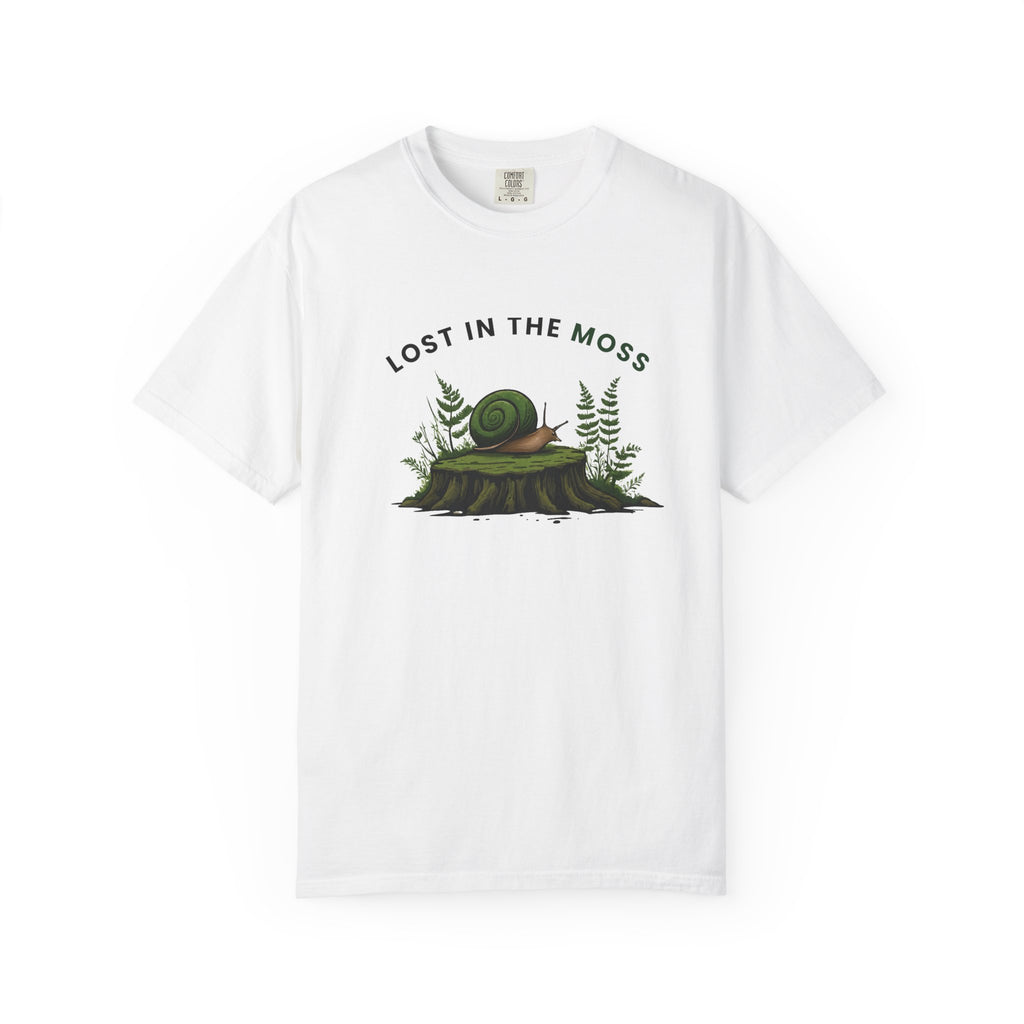 Lost in the Moss T-Shirt — Forest Snail Stump Nature Tee