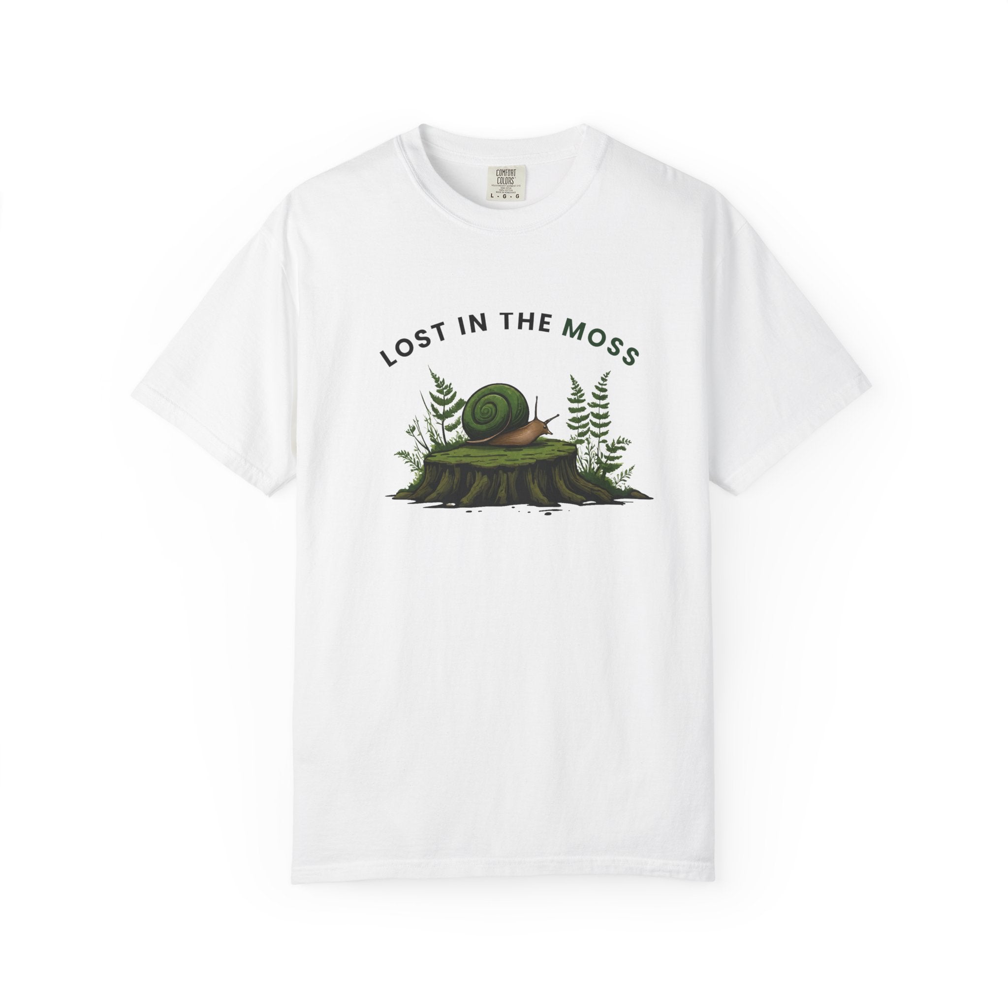 Lost in the Moss T-Shirt — Forest Snail Stump Nature Tee
