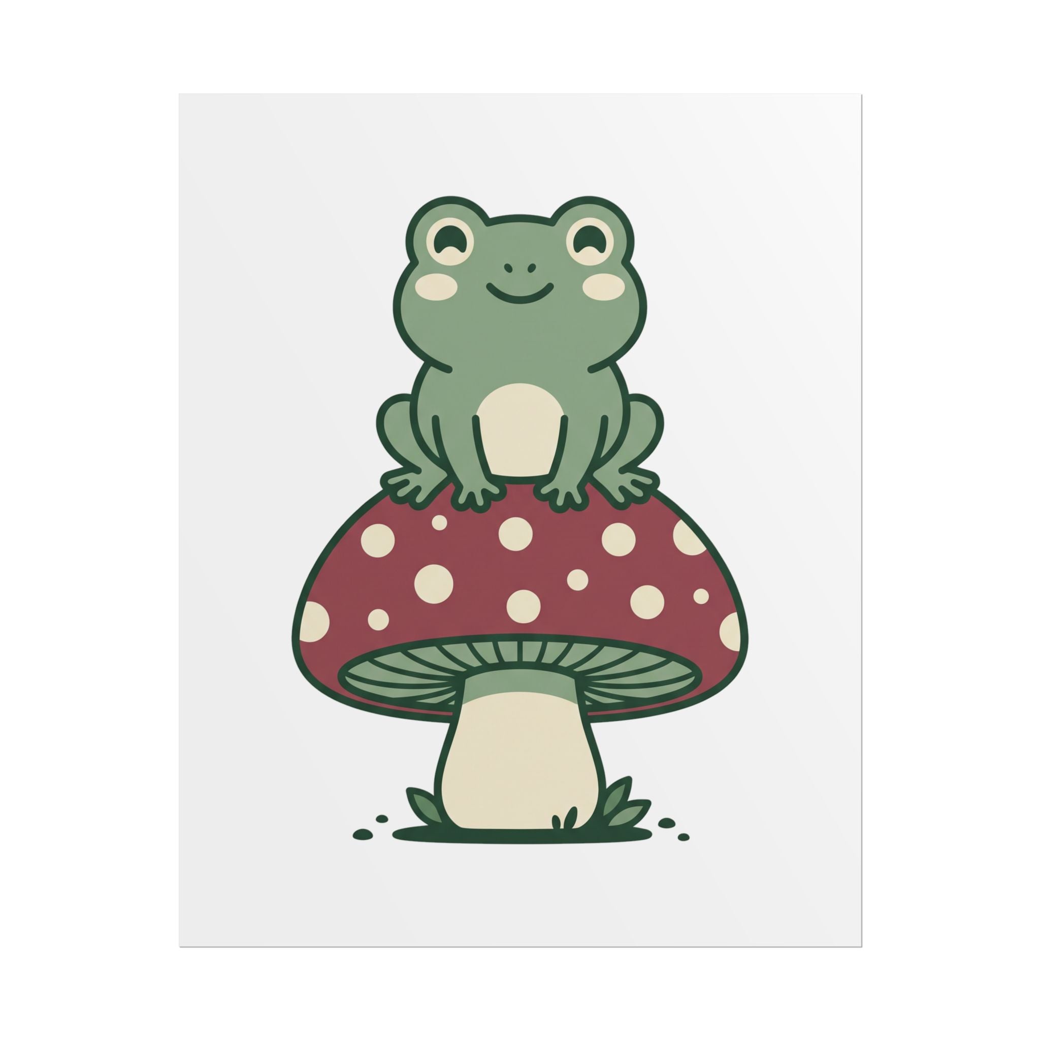 Frog on a Mushroom Poster
