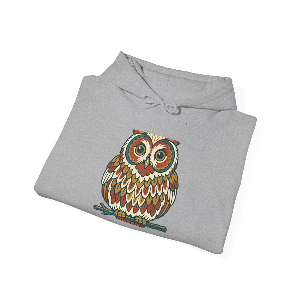 Round Owl Hoodie, Cute Woodland Bird Fleece Pullover
