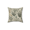 Botanical Split-Design Square Pillow — Sage Green Floral Accent Cushion