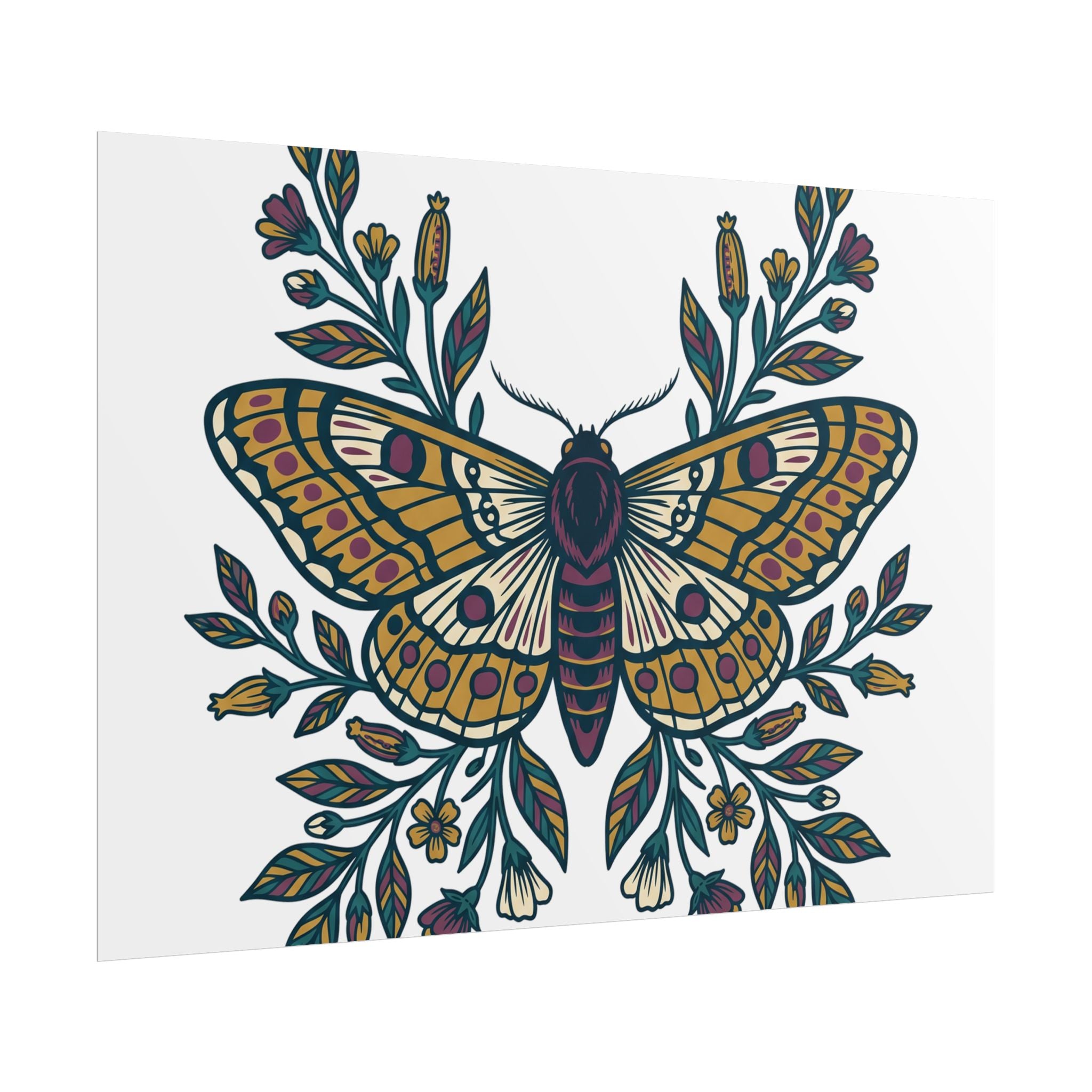 Botanical Moth and Flora Poster