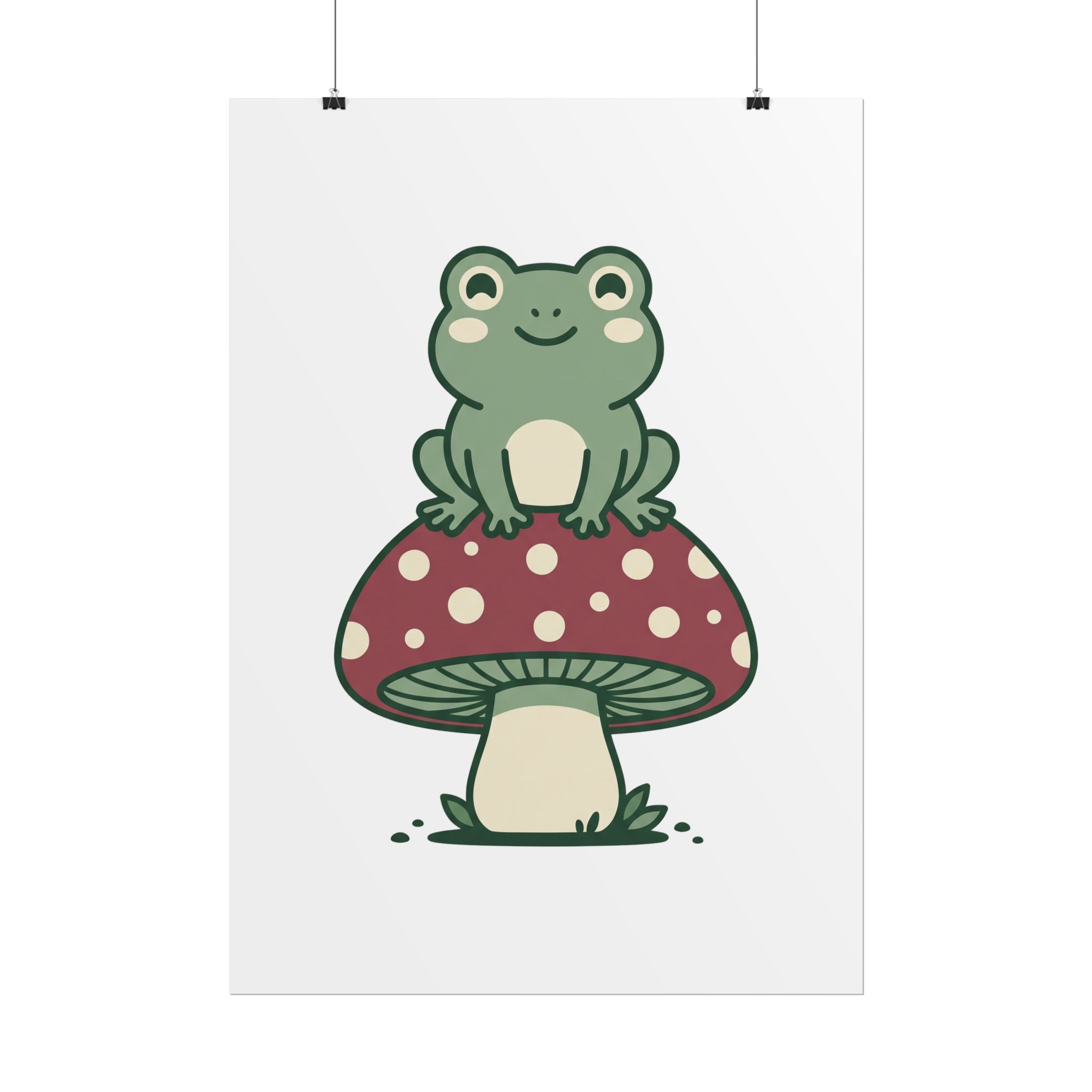 Frog on a Mushroom Poster
