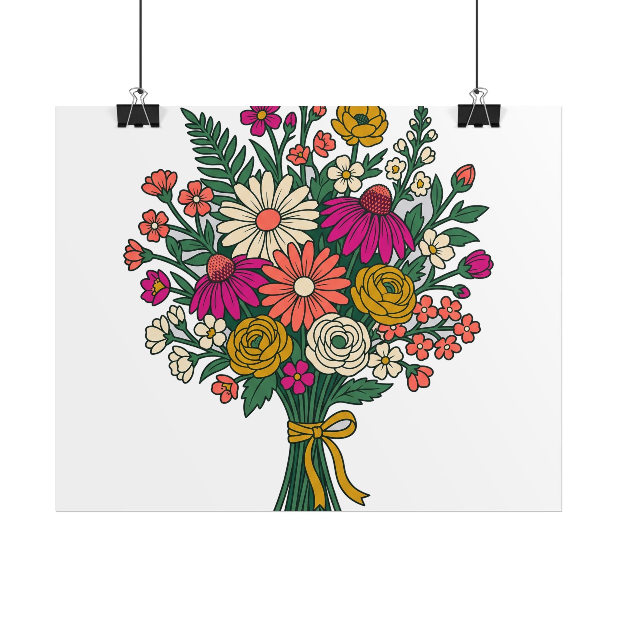 Wildflower Bouquet Line Poster