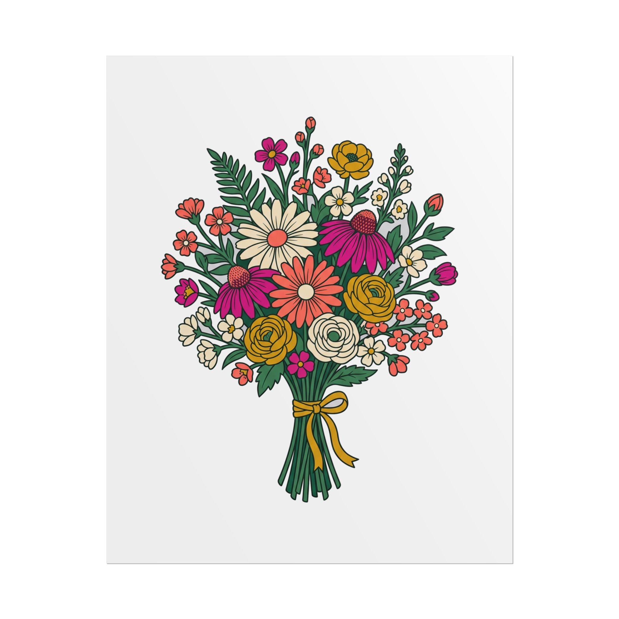 Wildflower Bouquet Line Poster