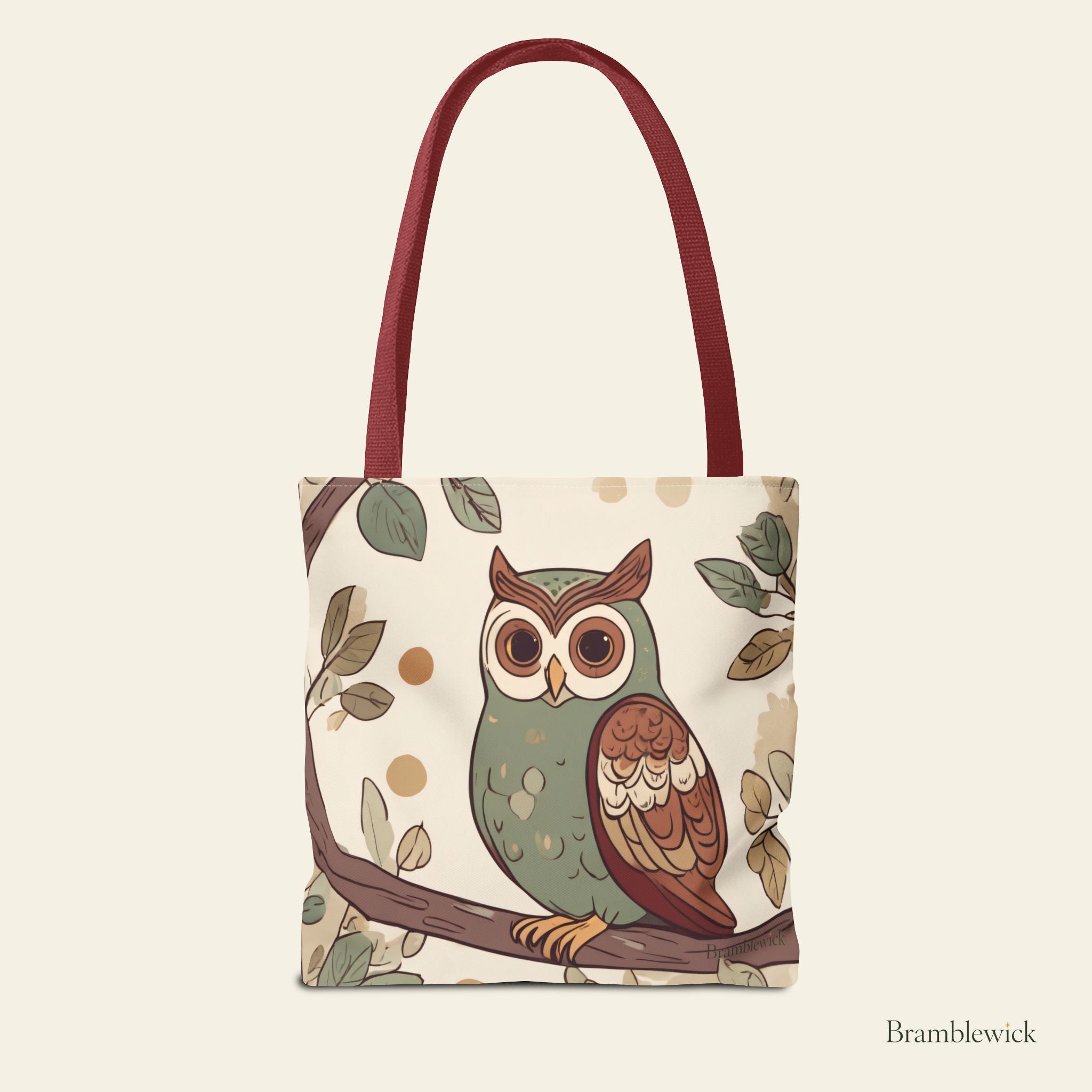 Owl Branch Tote Bag – Whimsical Woodland Canvas Tote