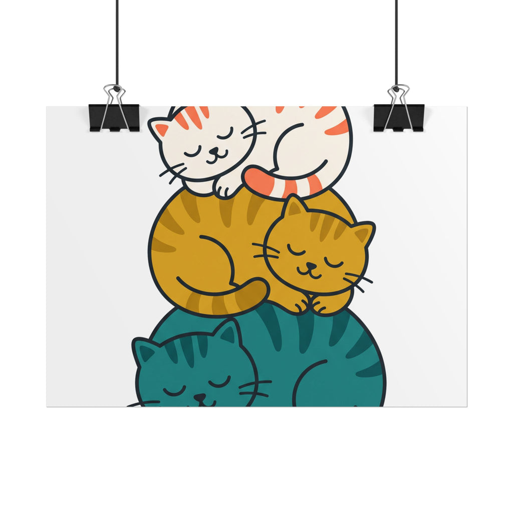 Sleepy Cat Stack Poster