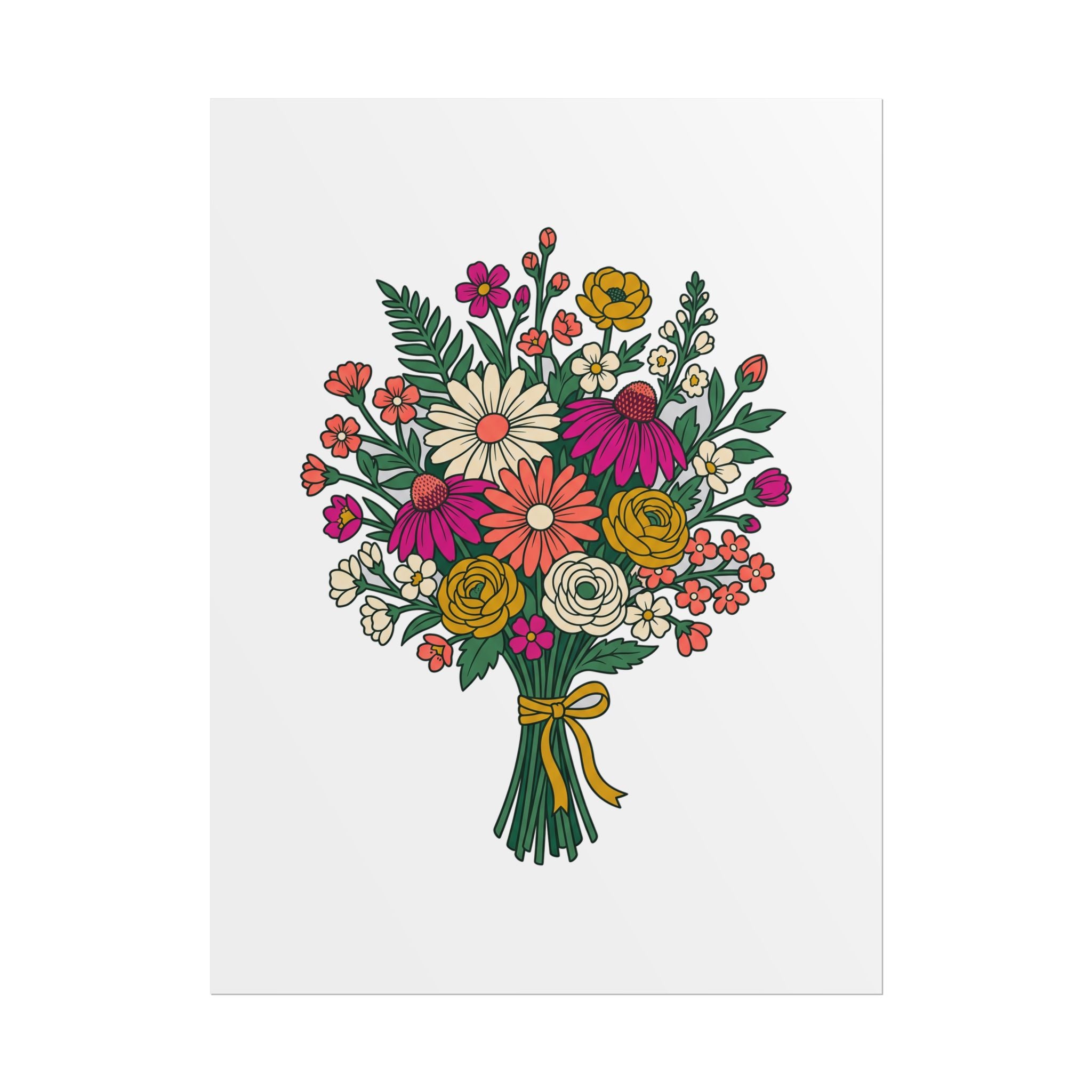 Wildflower Bouquet Line Poster