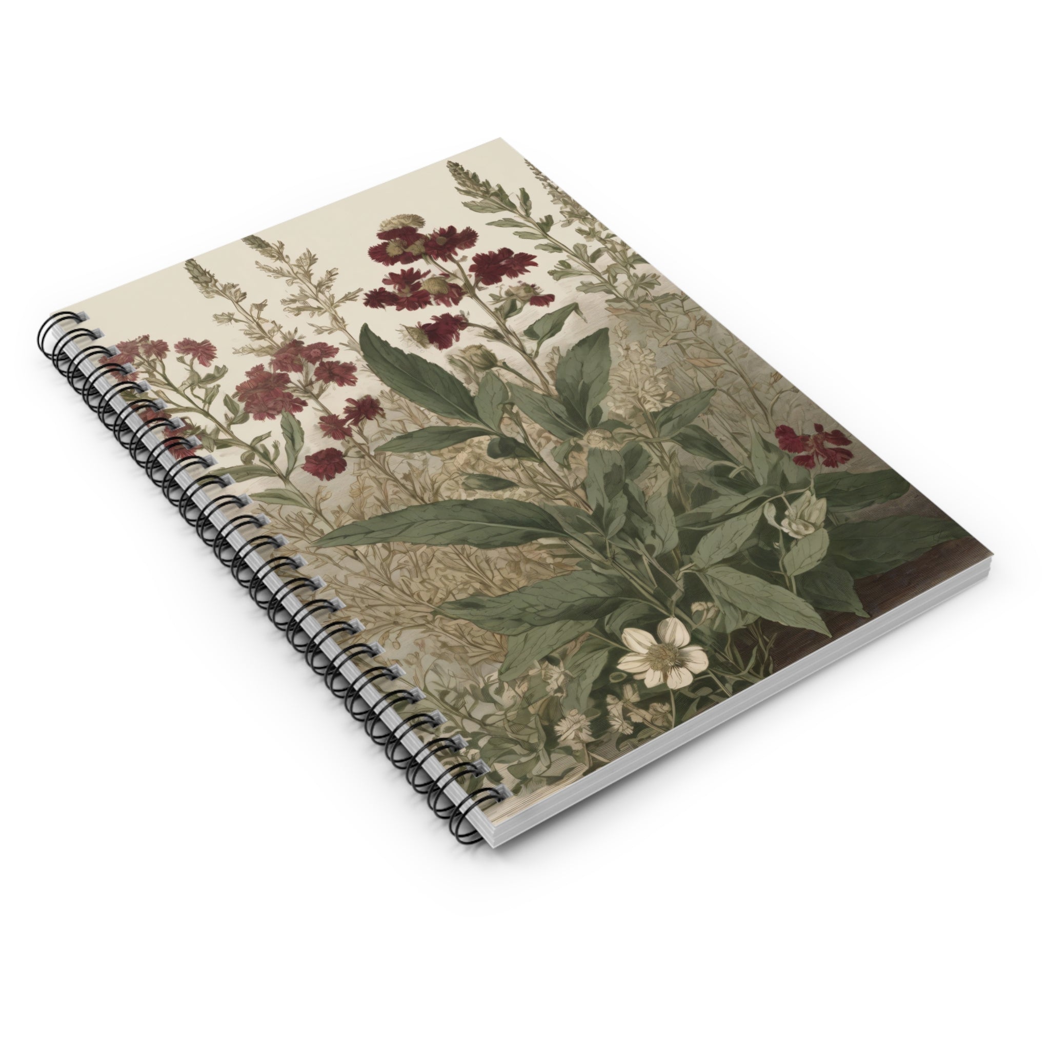 Botanical Vintage Spiral Notebook - Floral Field Ruled Journal