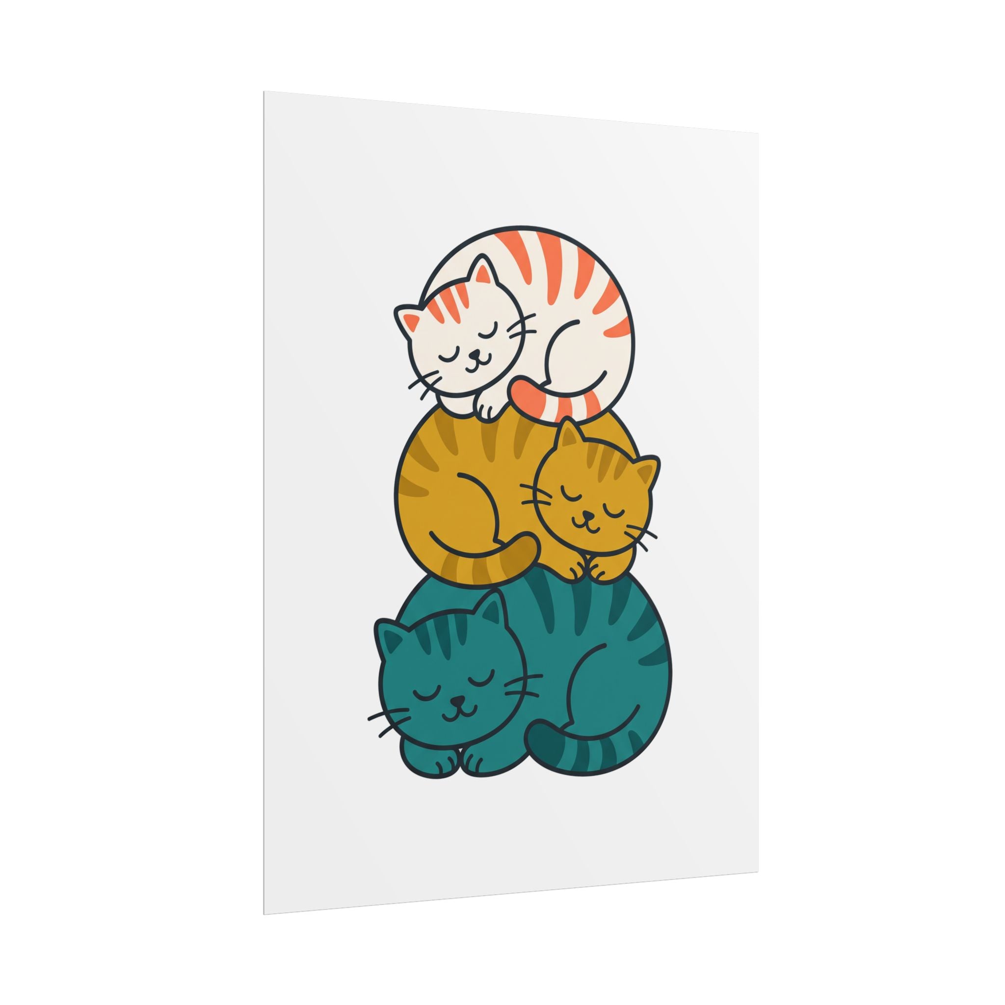 Sleepy Cat Stack Poster