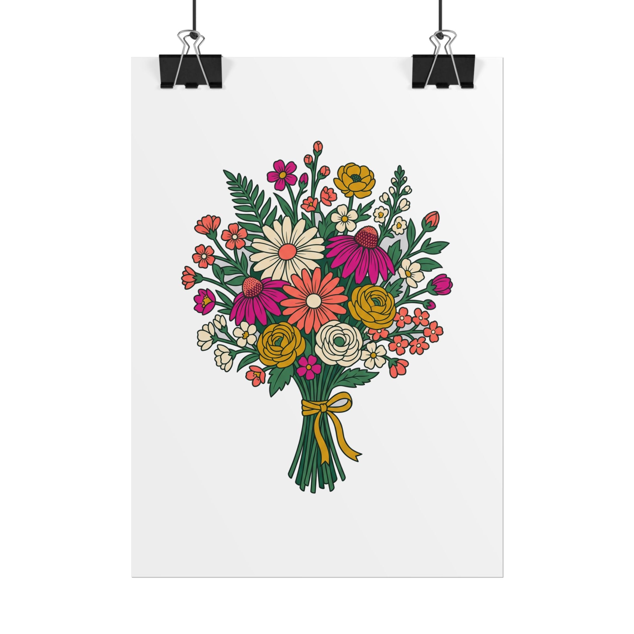 Wildflower Bouquet Line Poster