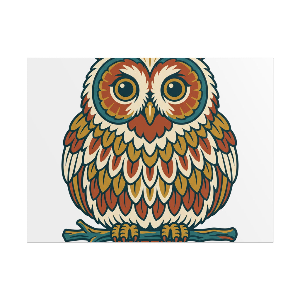 Round Owl Poster, original woodland design by Bramblewick