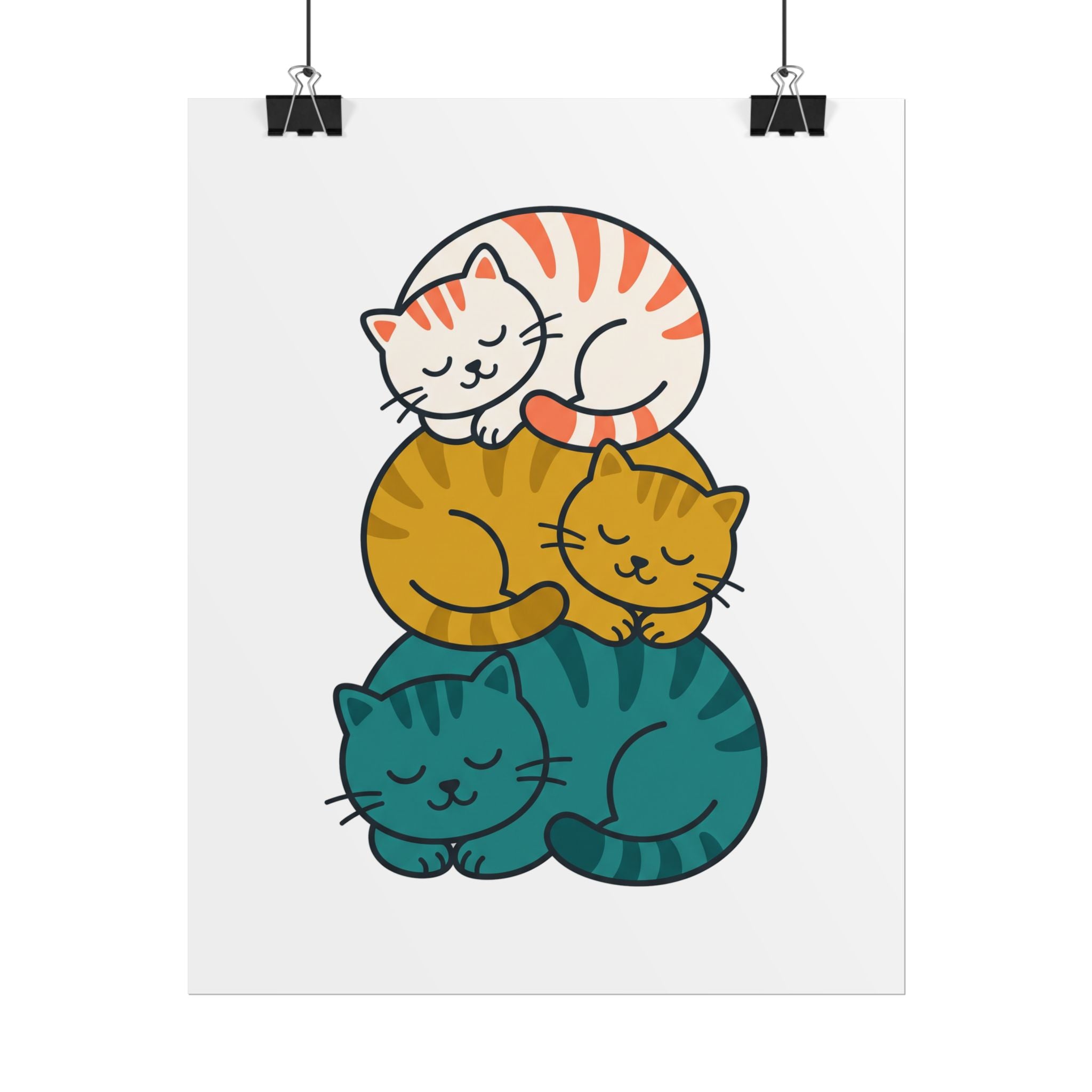 Sleepy Cat Stack Poster